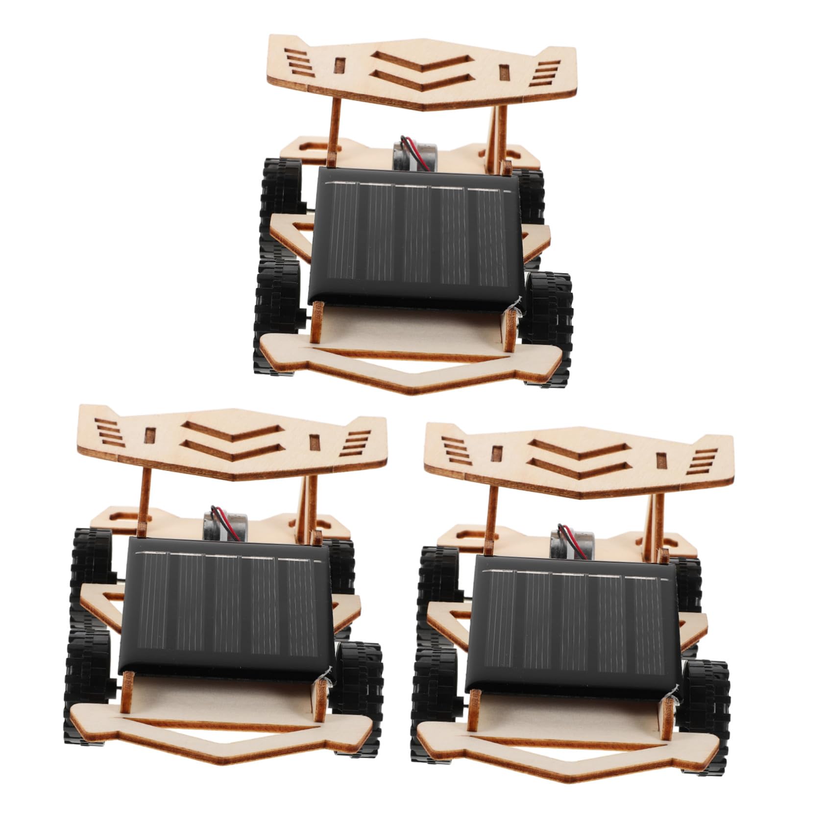 ibasenice Kit de Voiture Solaire en Bois à Monter Soi-même pour Garçon et Filles, 3 Sets DIY Éducatifs Stem Moteur Électrique, pour Bricolage Familial et Apprentissage Scientifique