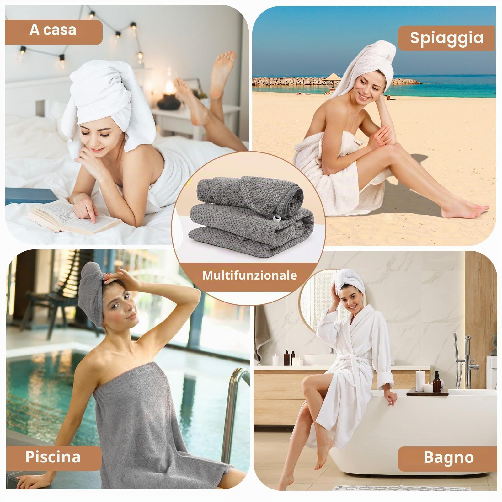 2 pezzi sauna spugna kilt accappatoio da donna con cuffia da doccia, sauna kilt da donna, asciugamano da bagno regolabile, elastico per sauna e sauna, vestibilità ideale per un'esperienza sauna