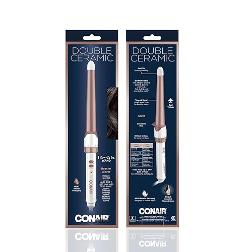 Miniatura 7 de Conair Varita rizadora de cerámica doble de 1 14 pulgadas a 34 pulgadas, varita cónica produce ondas playeras