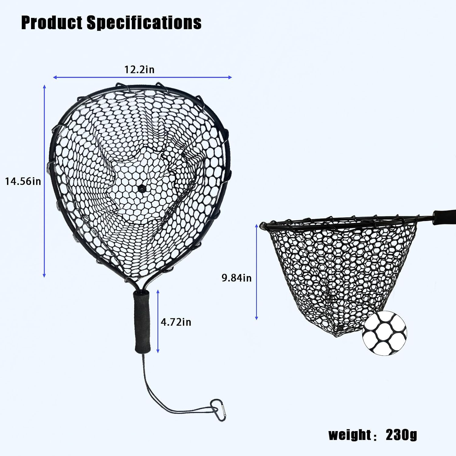 101.5in Large Fishing Net with Handle Carbon Fiber Coated Rubber Telescoping Minnow Long Landing Pond Net Collapsible Kayak Folding Fish Net