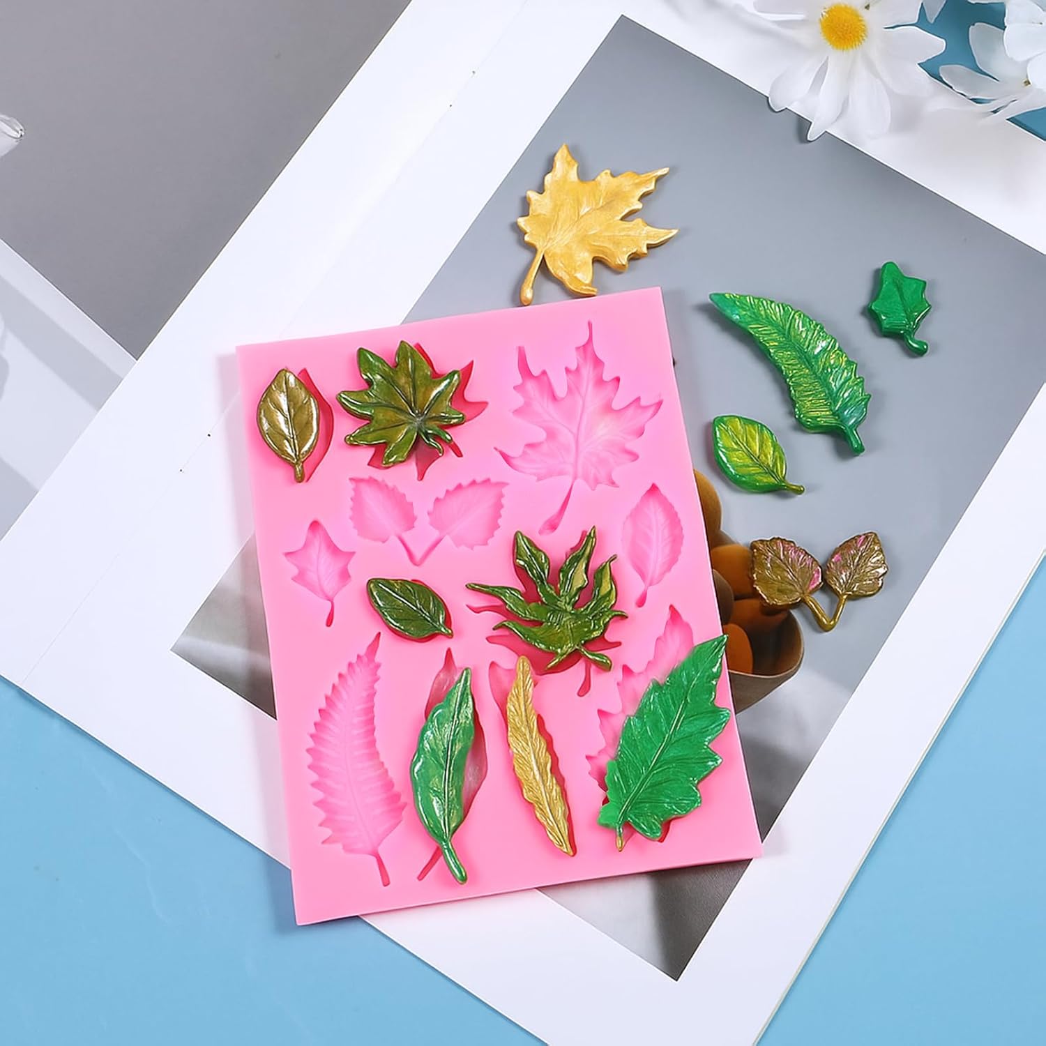 Leaf Silicone Mold Fondant Molds, Leaf Shape 3D Maple Leaves Clay Mold Silicone Air Dry Clay Molds for Cookie, DIY Cake Decoration, Cupcake Topper, Chocolate, Candy, Soap, Baking, Crafting Projects - Image 4