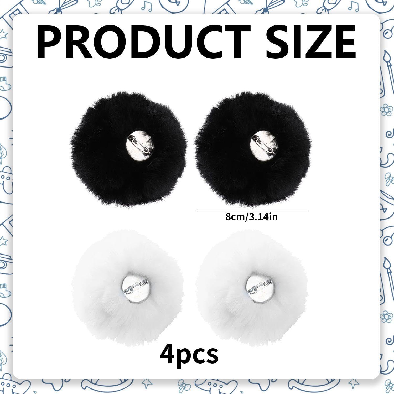 4 Pezzi di Coda di Coniglio, Soffice Decorazione della Coda di Peluche, Simpatiche Palline di Peluche, Oggetti di Scena per Feste, Accessori per Costumi da Coniglio