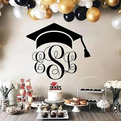 Miniatura 325 de Paquete de 24 adornos dorados para cupcakes de graduación 2025 con purpurina So Proud of You Done Diploma Graduation Cap Cupcake Picks Class of 2025