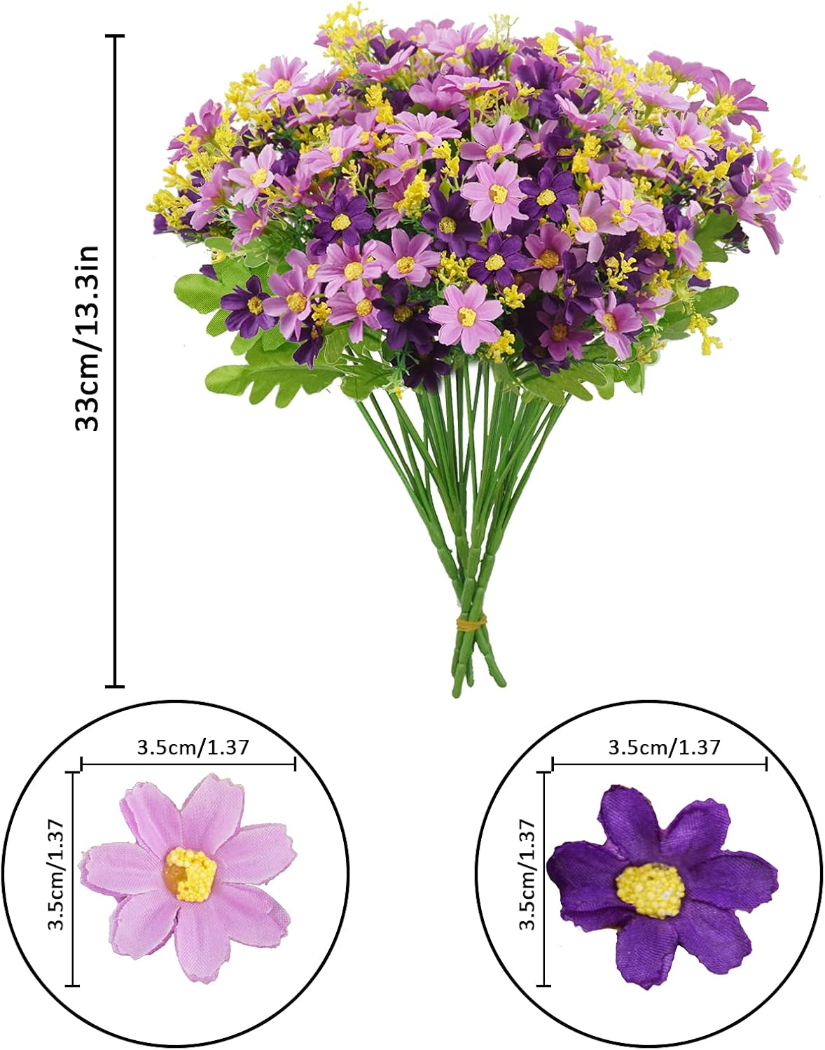 Uieke 12 Bundles Artificial Flowers for Outdoors UV Resistant Fake Daisy Mums Flowers No Fade Shrubs Plants Indoor Outside Planter Home Wedding DIY Garden Porch Décor (Purple) - Image 2