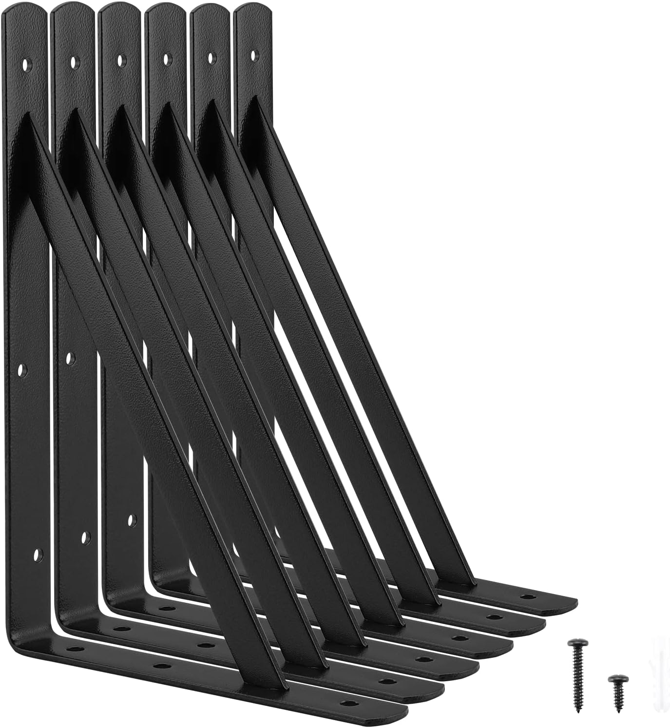 12PCS Heavy Duty Shelf Bracket For Shelves, 8Inch Black Metal Wall Mounted Shelf Bracket With Fix Screws Right Angle Floating Shelves Triangle Shelf Bracket Decorative Shelf Supports Bracket - View #2