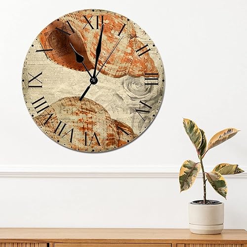 Miniatura 61 de ArogGeld Reloj de pared con diseño de estrella de mar antigua francesa, de cloruro de polivinilo, con números romanos, de 10 pulgadas, funciona