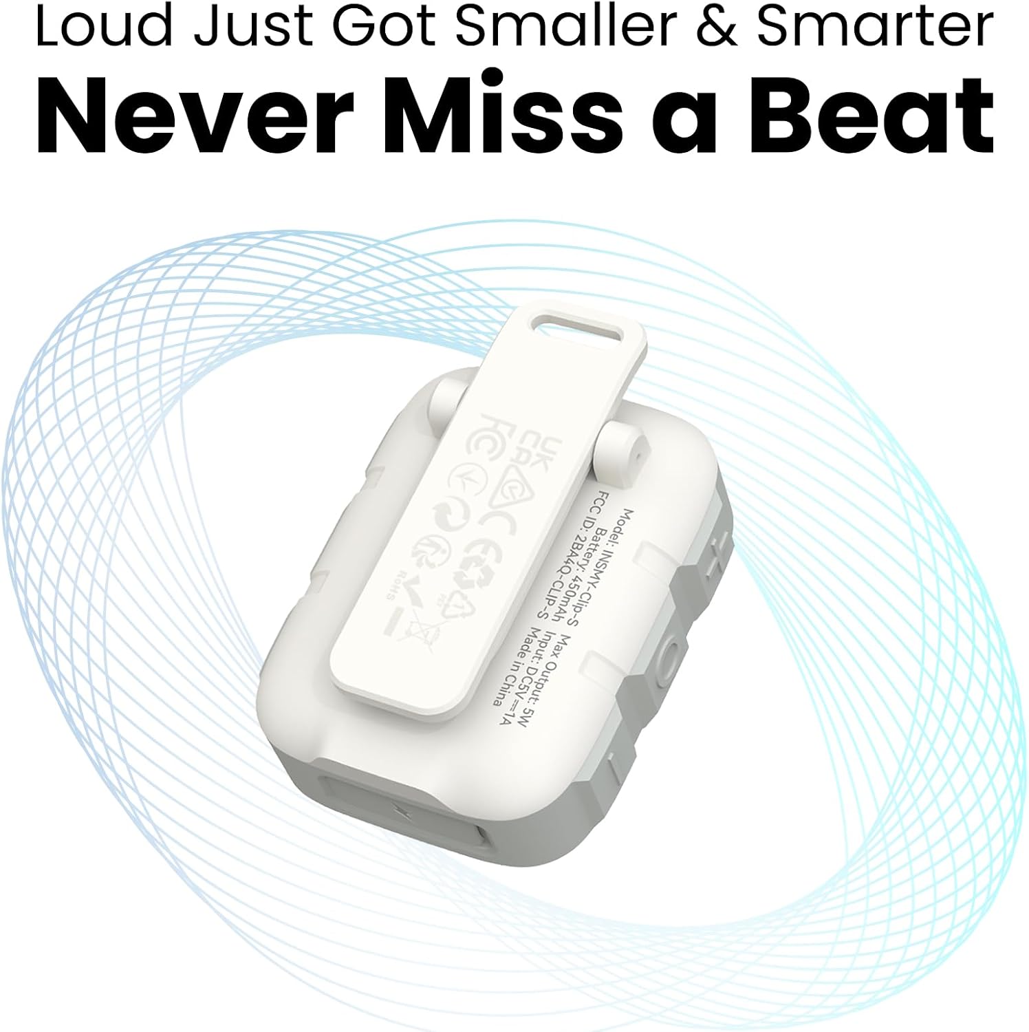 INSMY Wearable Bluetooth Speakers,IP67 Waterproof,Clip-On Portable Small Personal Speaker/Clean Sound/Stereo Pair/Wireless/ENC Built-in Mic/Lightweight for Golf Work Pool Gift(Non-Magnetic) (White) 9 71NJiVBFQQL. AC SL1500