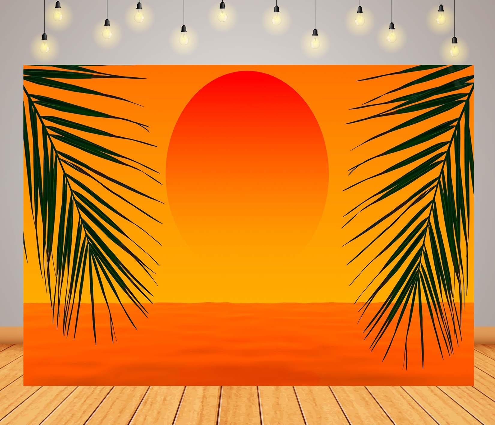15x10FT (4.6x3m) Silhouette Palma Tramonto Sfondo Fotografico