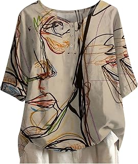 Women's Tops Casual Loose Casual Loose Fit Shirts Plus Size Printed Tee Tops Fashion Casual Print Short Sleeve T-Shirt Oversize Shirts Loose Fit Blouse Casual Basic Top