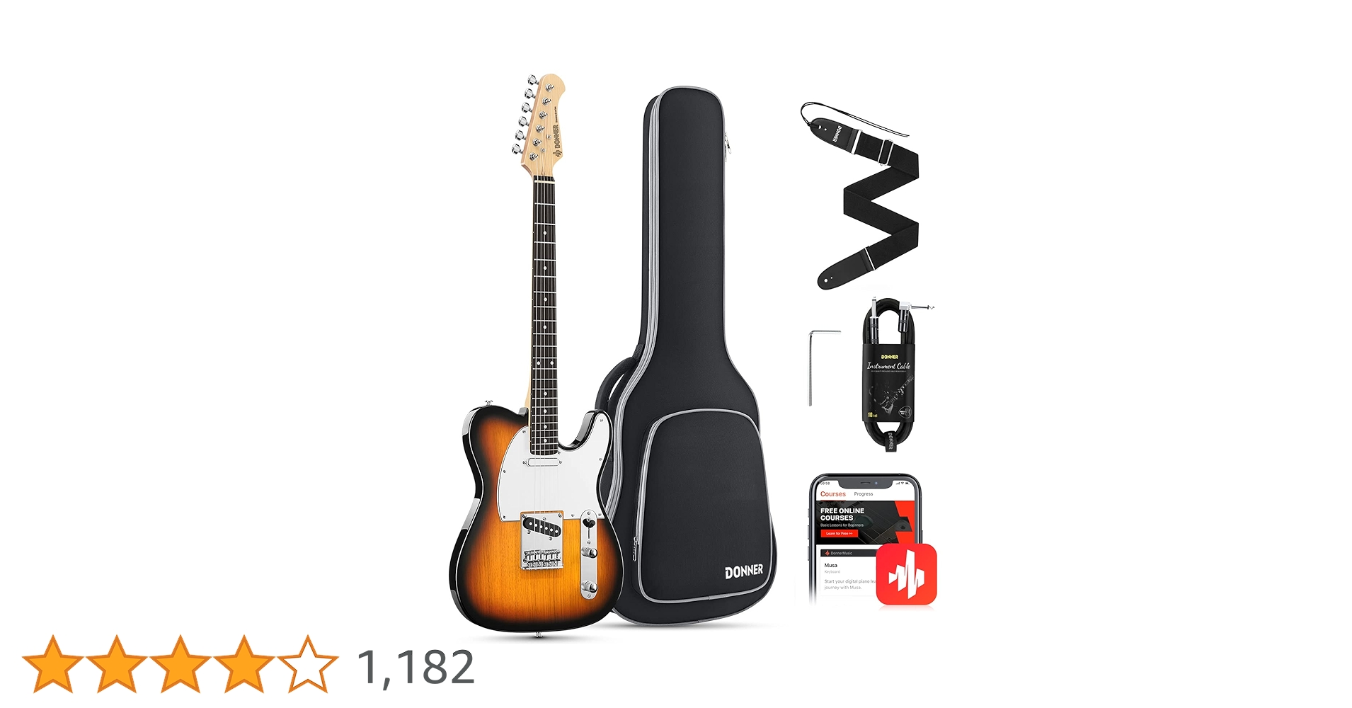 Donner Electric Guitar Kits TC Guitar Full-Size 39 Inch with Dual