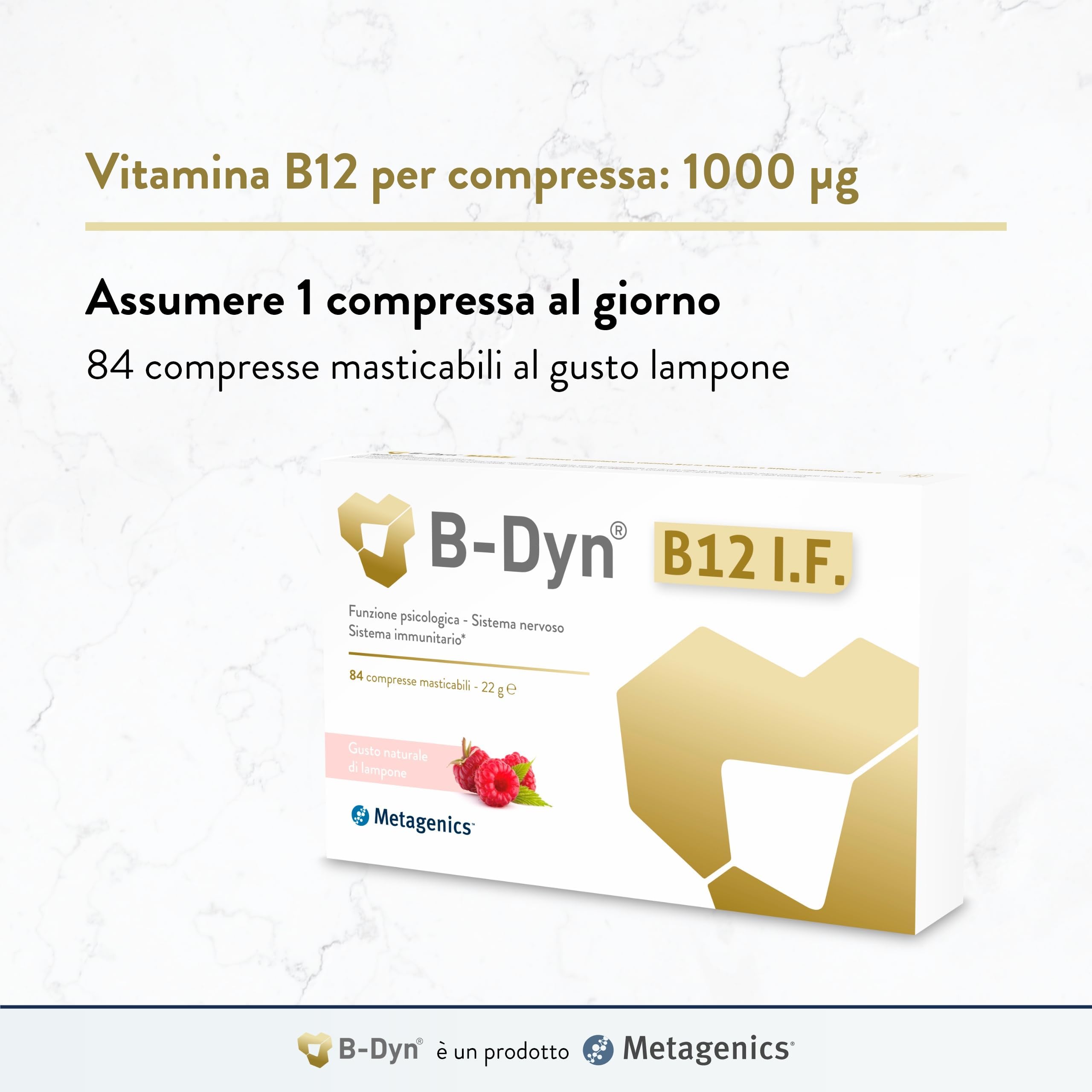 Metagenics B-Dyn B12 I.F. - Funzione Psicologica - Sistema Nervoso - Energia - 84 Compresse Masticabili