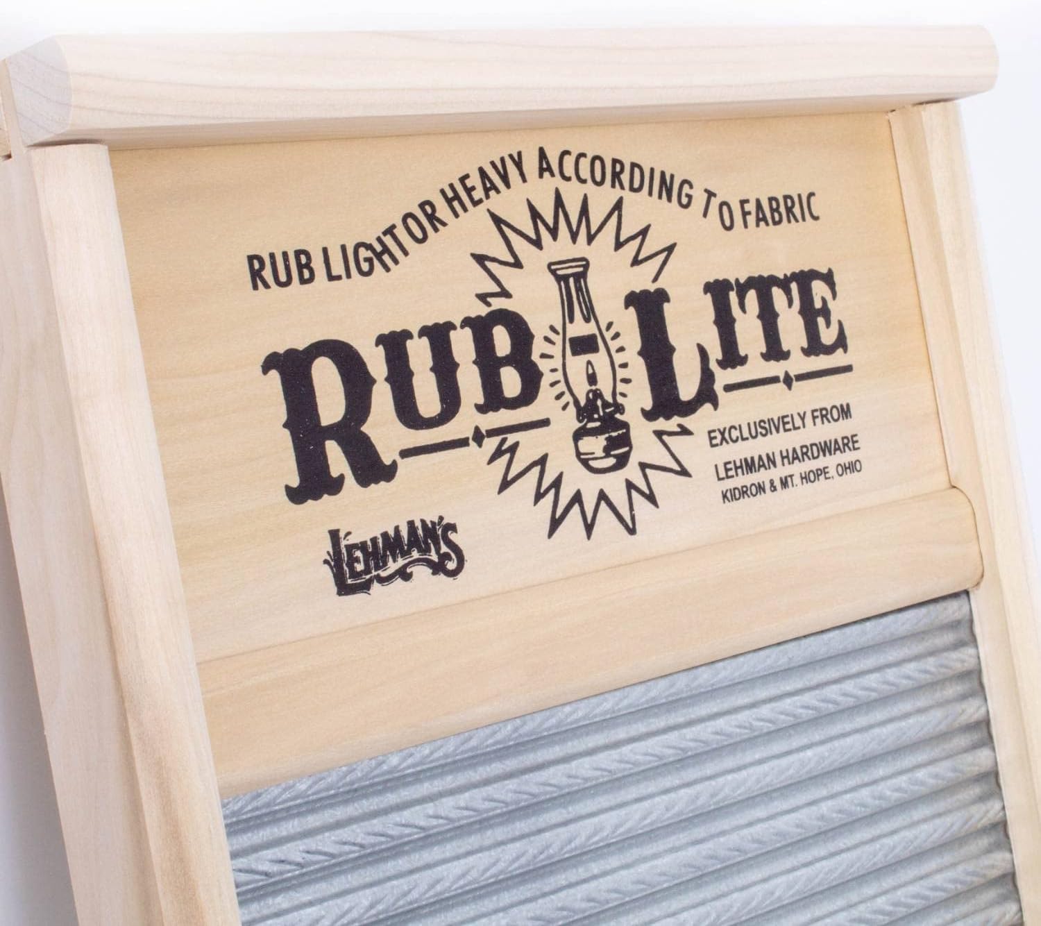 Lehman's Galvanized Steel Manual Washboard, Rub-Lite, Wavy, V Crimp, for Function, Decor, or Music, 23.75 in x 12.5 in