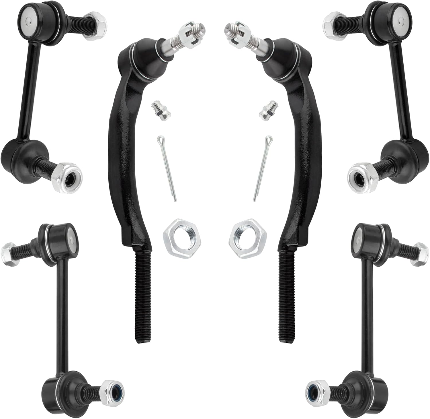 BOXI 6pcs Front & Rear Stabilizer Sway Bar End Links + Outer Tie Rods Fit for Buick Rainier Chevy SSR Trailblazer EXT GMC Envoy XL XUV Isuzu Ascender Saab 9-7X |K6668 K6667 K80824 K80825 ES3675 ES3676