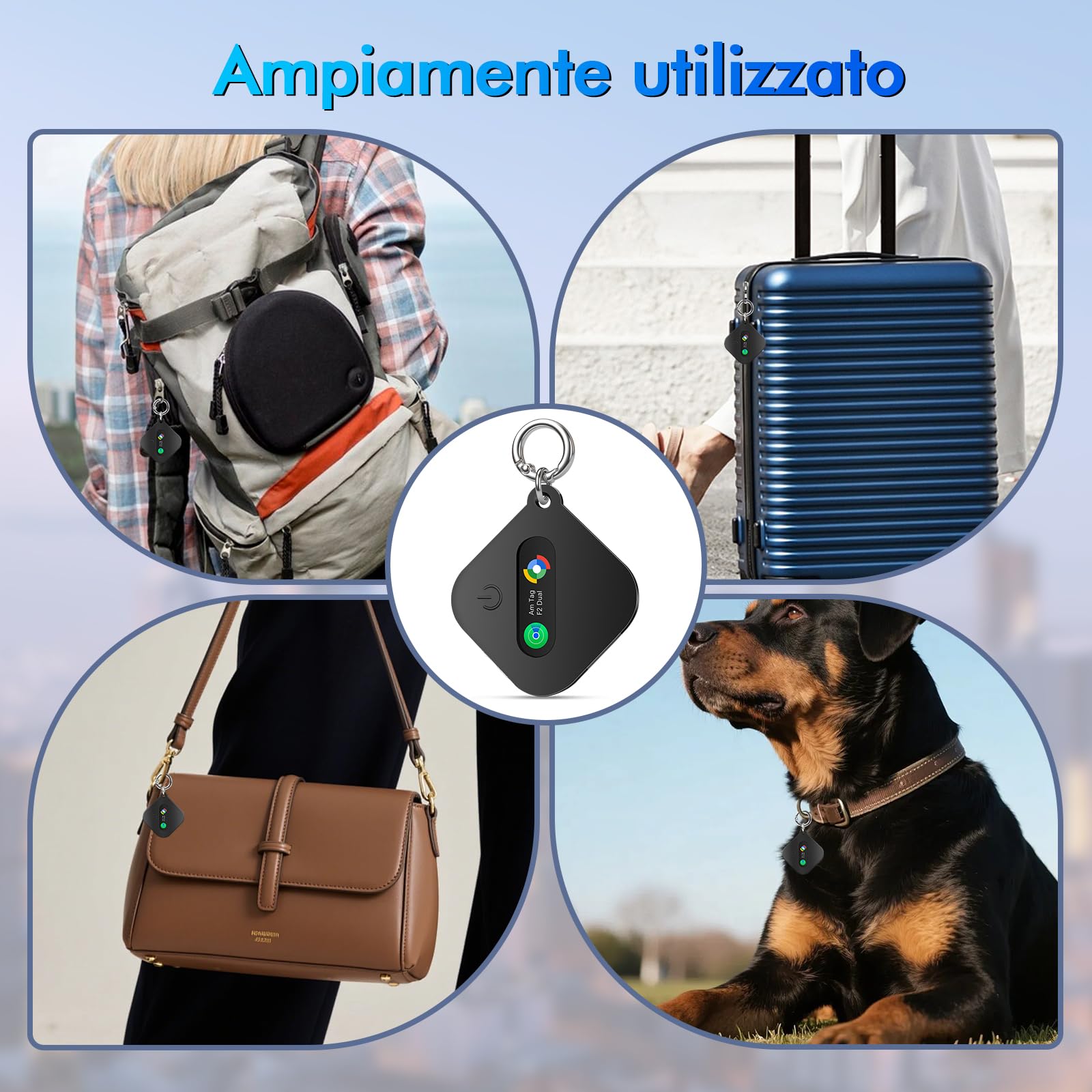 Smart Tag Trova Chiavi Compatibile con iOS Find My APP o Android Find Hub IP67 impermeabile batteria CR2032 sostituibile Bluetooth Tracker Finder per chiavi bagagli/borse/valigia/portafoglio