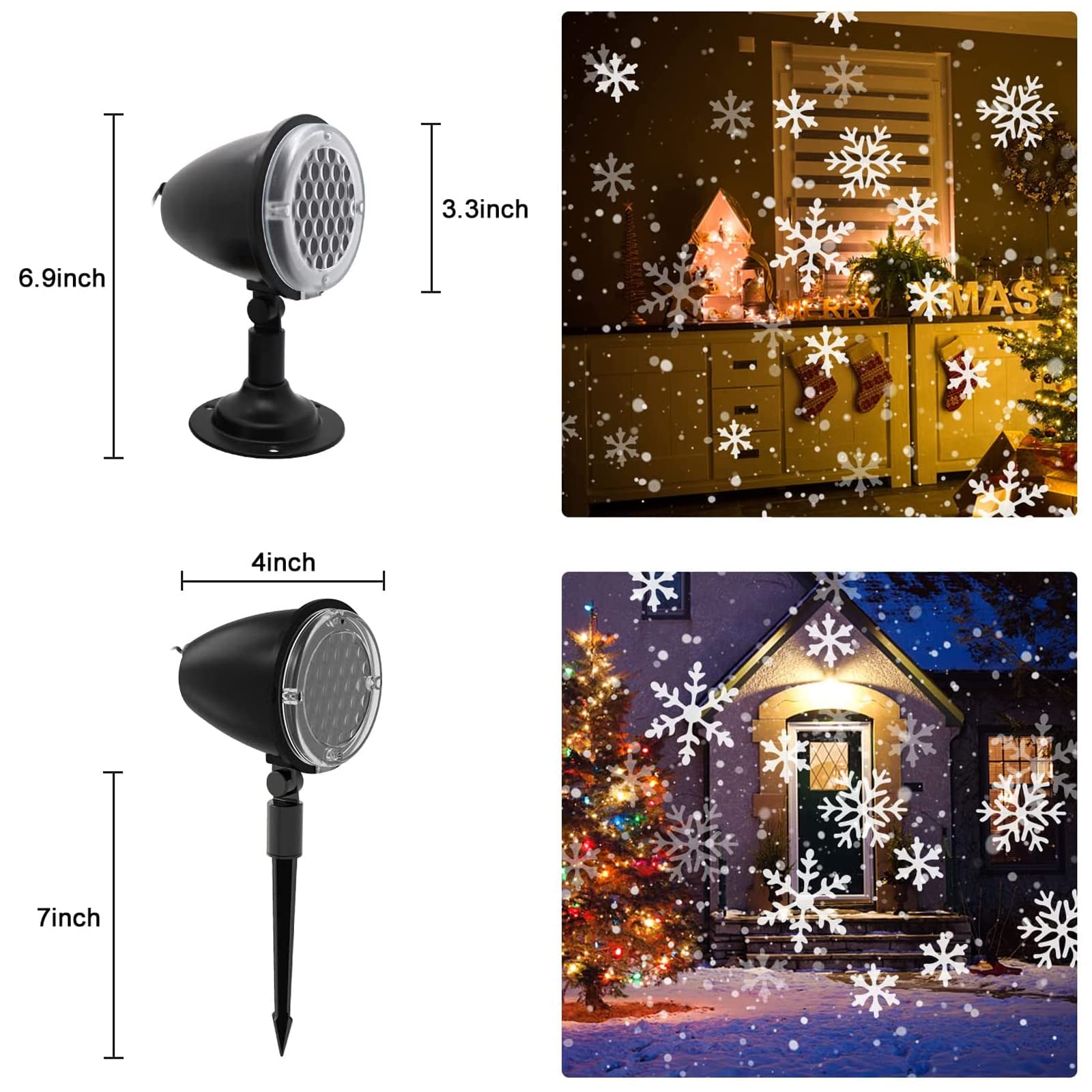 Esterno/Interno Proiettore Luci Natale, Lampada di Proiezione a LED, Impermeabile IP65 Tempesta di Neve Proiettore Natale per Esterni per Natale, Feste E Matrimoni