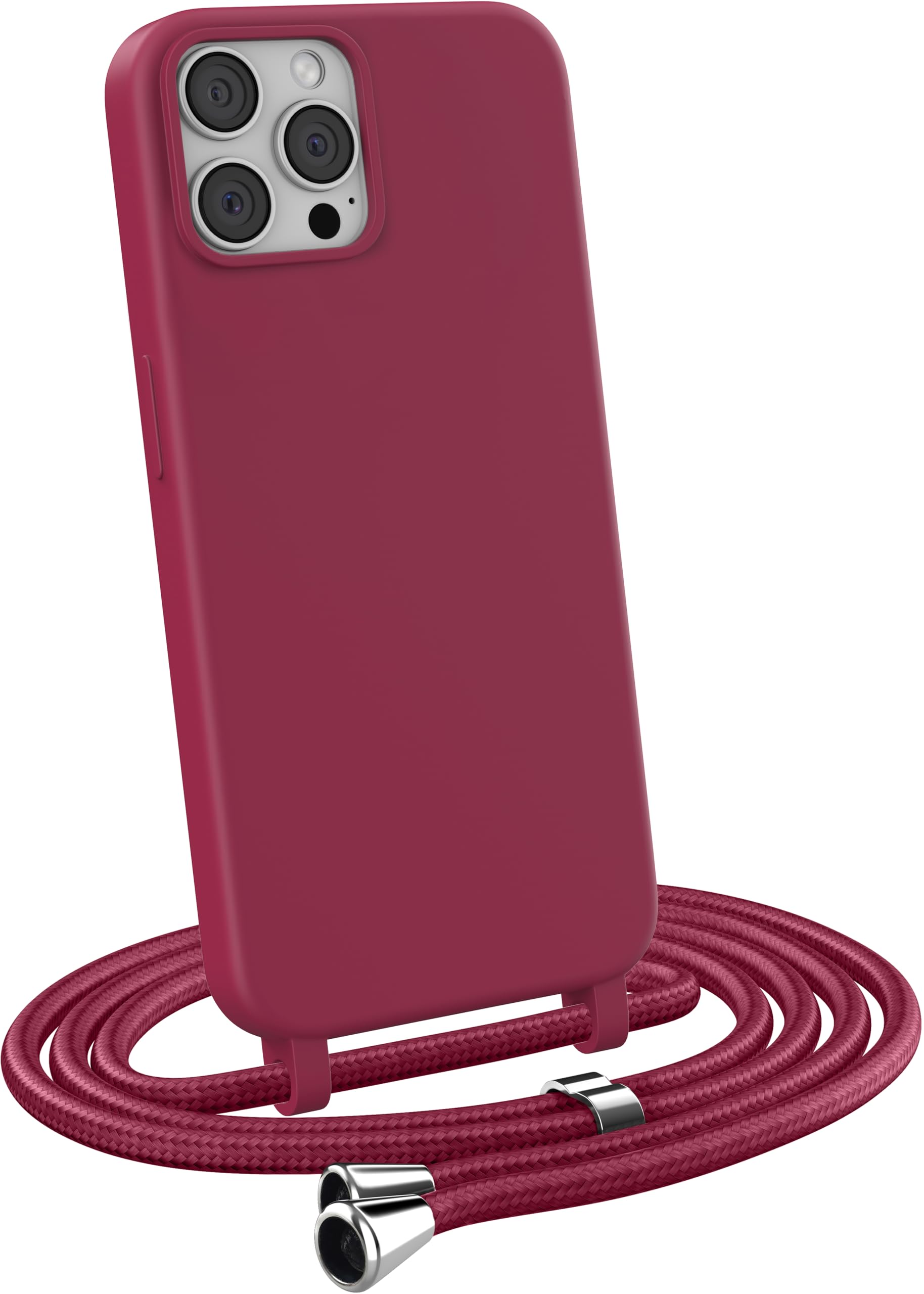 MyGadget smycz do telefonu dla Apple iPhone 12 | 12 Pro - [ Etui z regulowanym paskiem ] - TPU etui z paskiem do zawieszenia - Sznurek pokrowiec ochronny - Bordowa czerwień