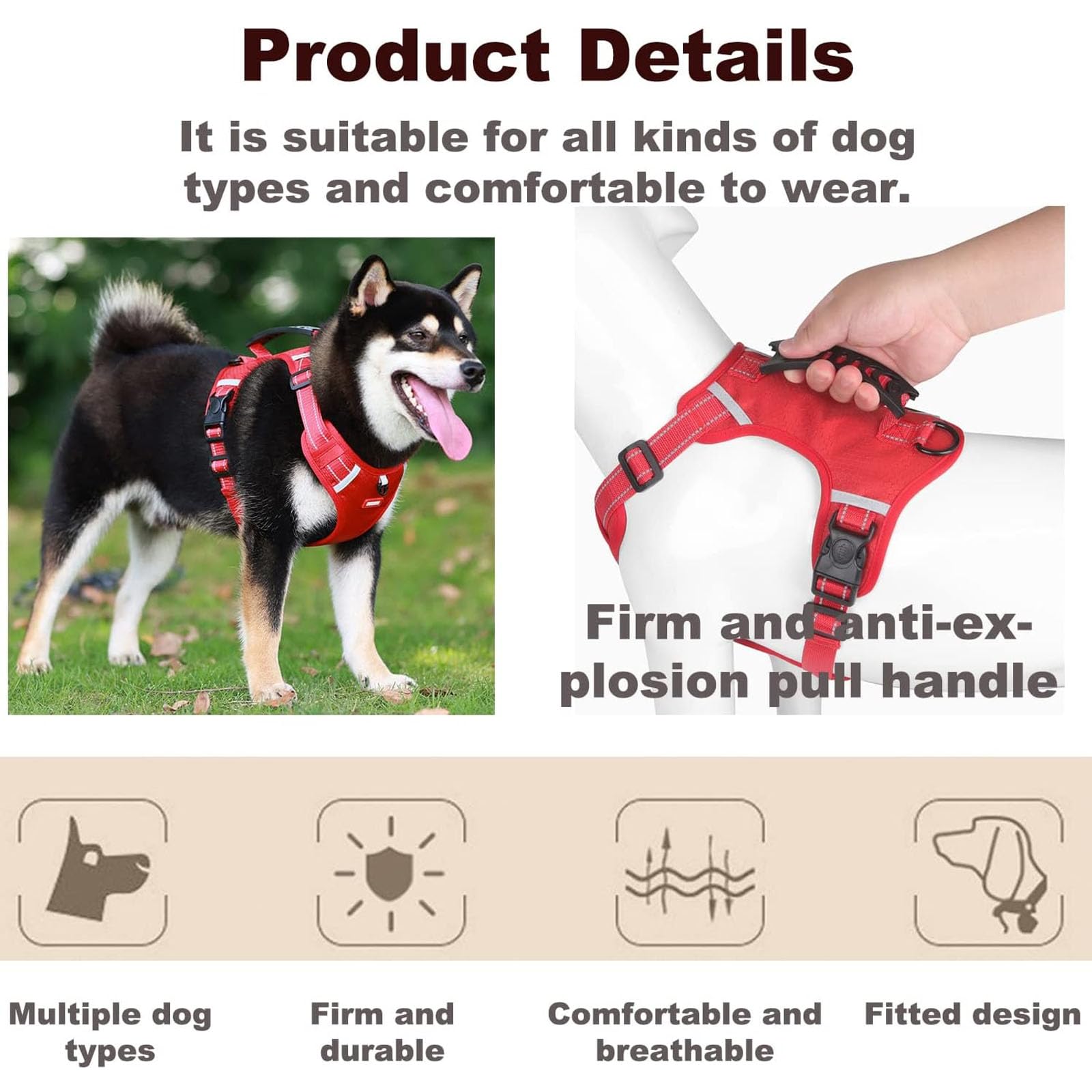 Pettorina Anti-Tiro per Cani con Guinzaglio da 5 Piedi, Gilet Riflettente per Cani con Maniglia di Facile Controllo, Gilet Regolabile per Animali Domestici per Cani E Gatti,Arancia,L