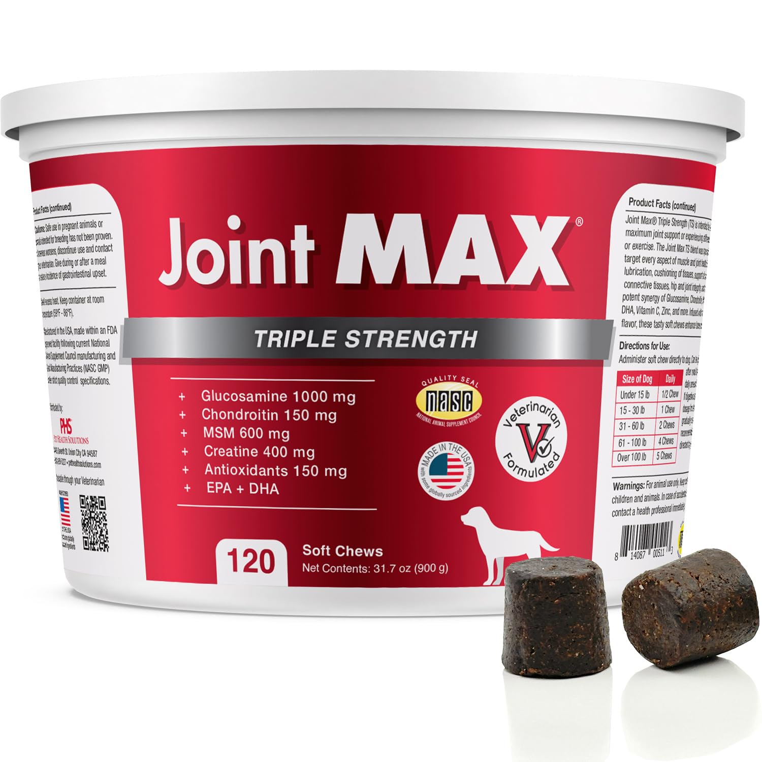 Sponsored Ad - TS Joint Supplement Vet Formulated Pain & Inflammation Relief Treats Hip Dysplasia & Arthritis, Glucosamine, Chondroitin, Turmeric, MSM, HA, Creatine, Omega 3 EPA + DHA.120 Soft Chews