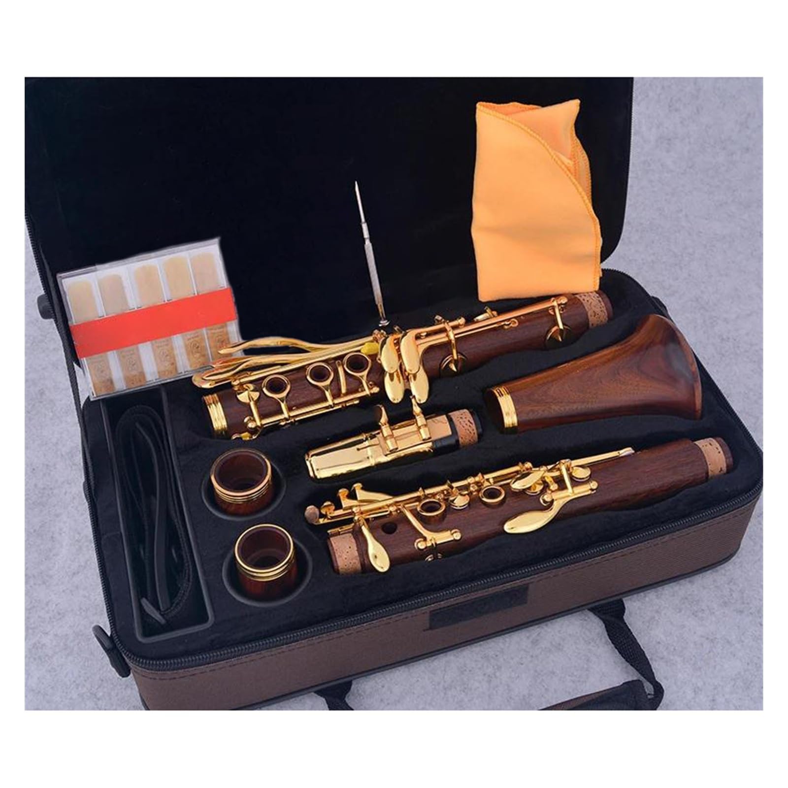 Clarino Professionale In Legno Rosso 18 Tasti In Sib Chiavi Placcate In Oro Strumento Per Clarinetto Con Accessori Clarinetto per Principianti
