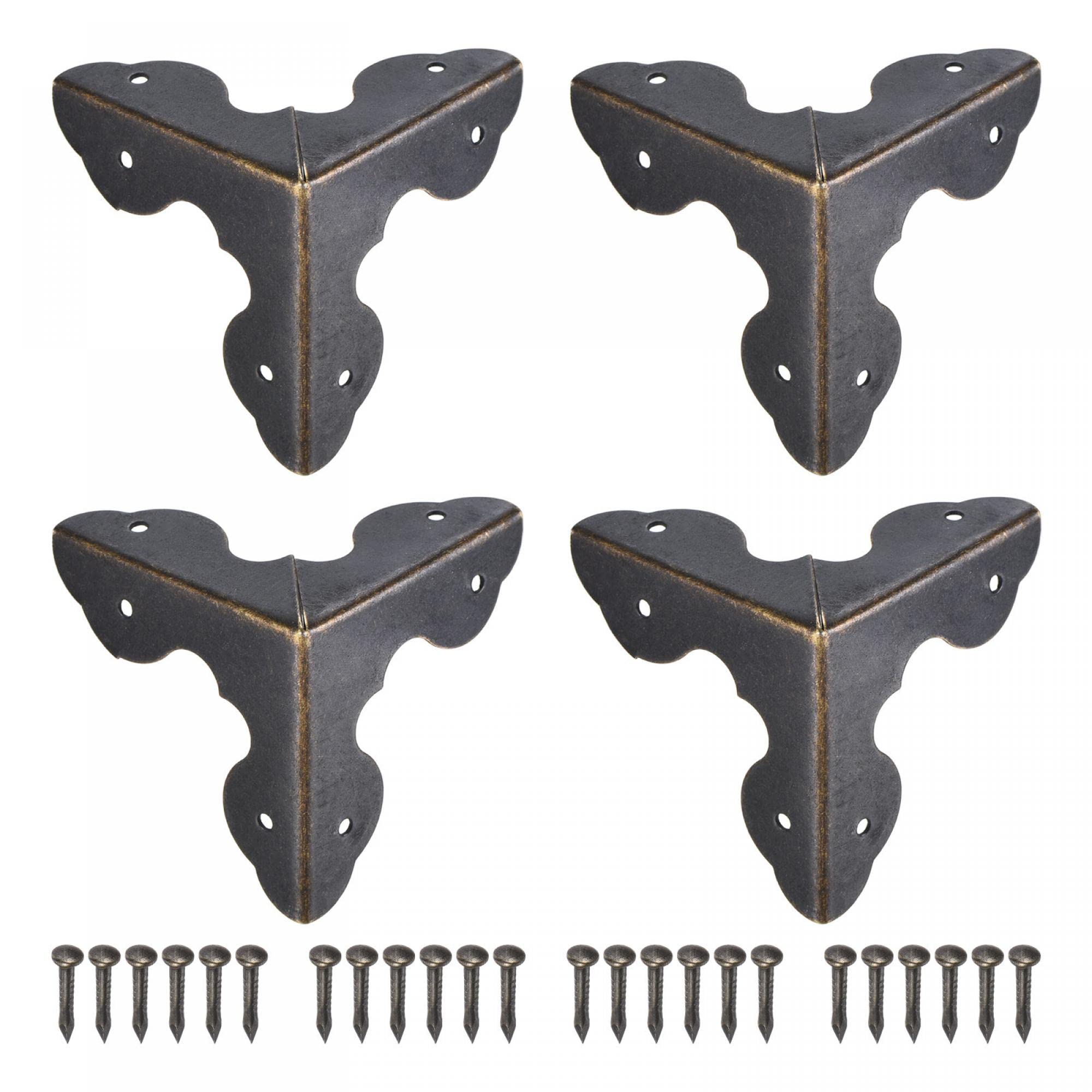 uxcell 33x33x33mm Metal Box Corner Protectors Edge Guard Bronze Tone 8pcs