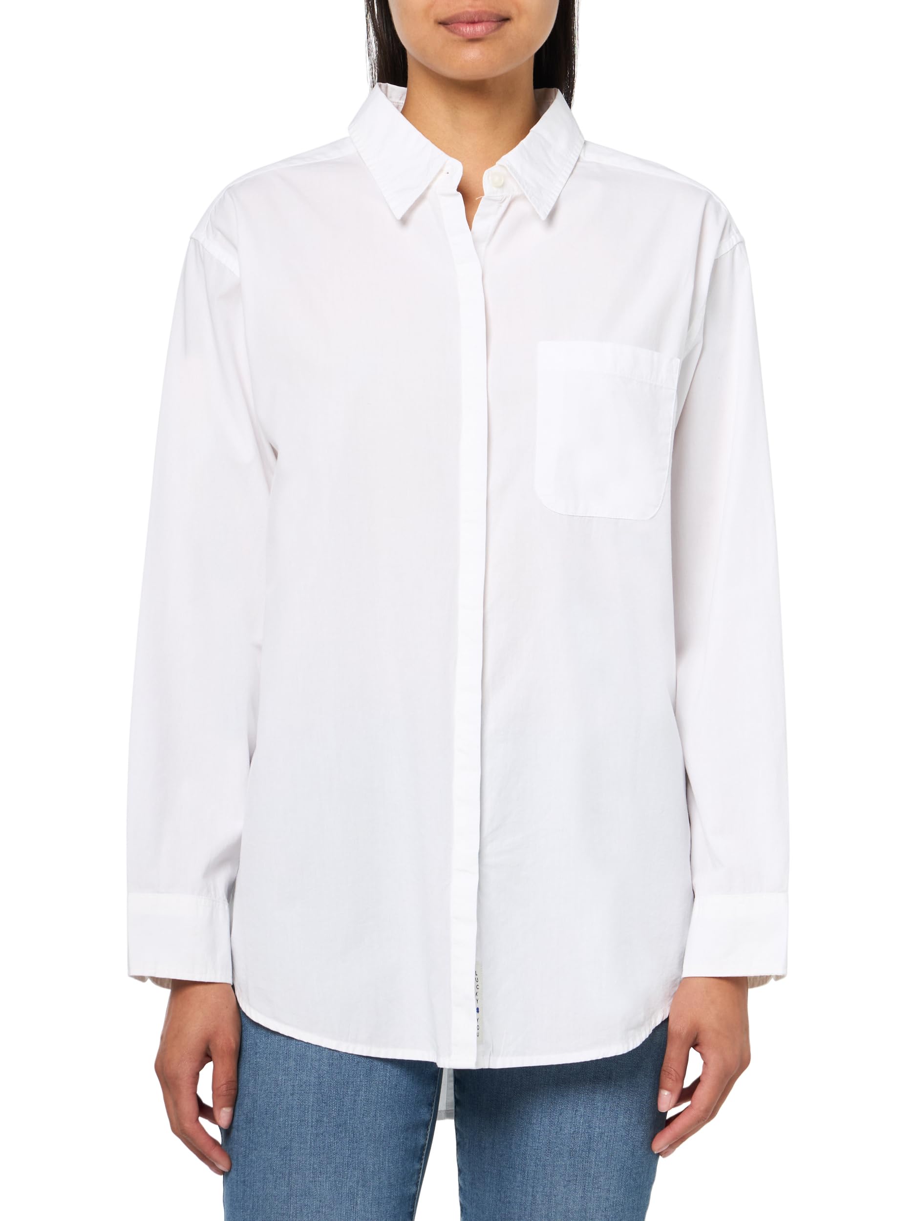Lucky Brand Top Oversize da Donna con Bottoni sul Retro, Bianco Brillante, XS