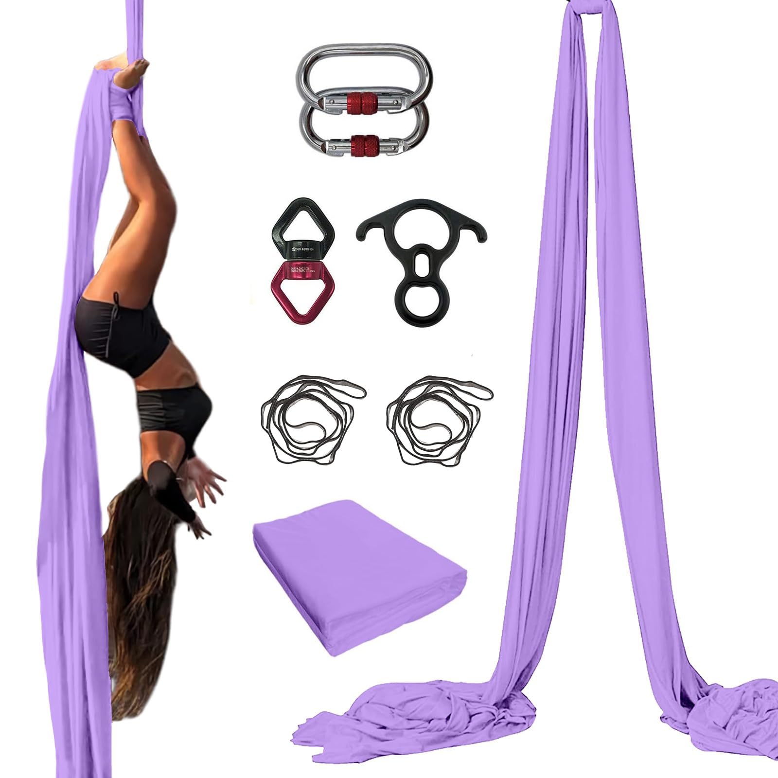Aerial Silk Yoga Hängematte mit komplettem Zubehör – Vertikales Stofftrapezschaukel-Set für Fitness, Tanz und akrobatisches Fliegen