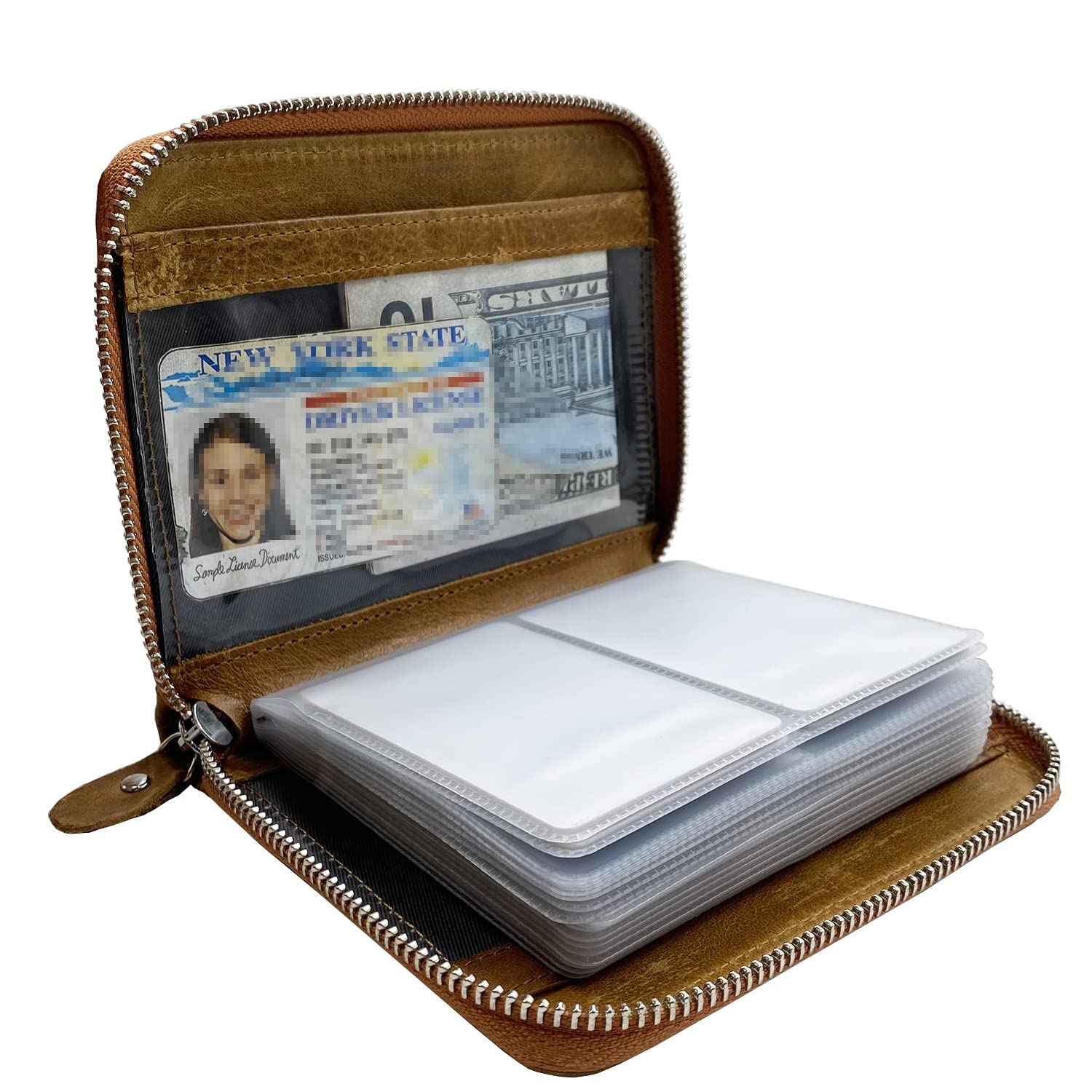 Credit Card Holder Wallet Large Leather Passport Case 42 Card Slots