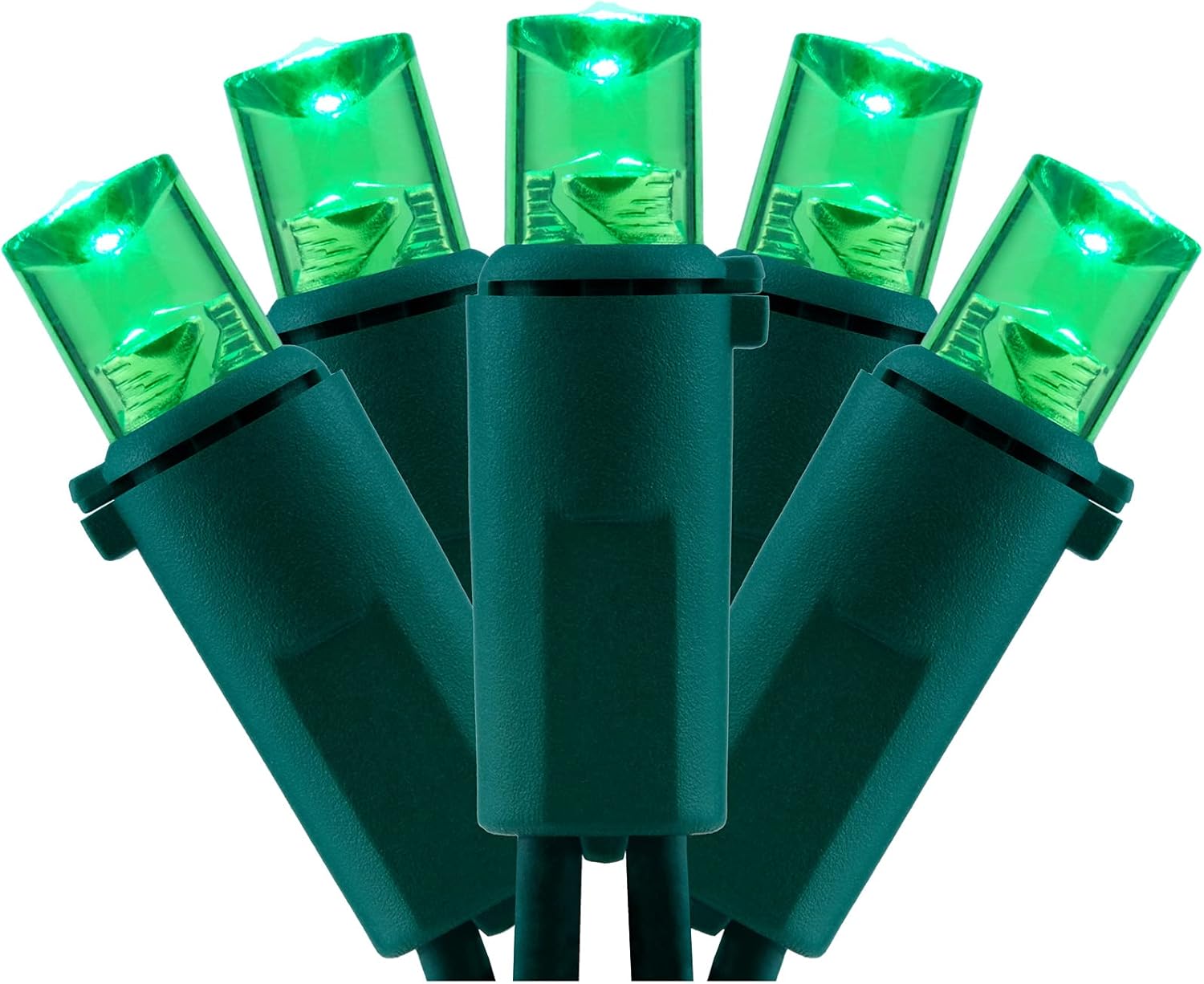YULETIME Green Wide Angle LED Christmas Lights with Green Wire, 66 Feet