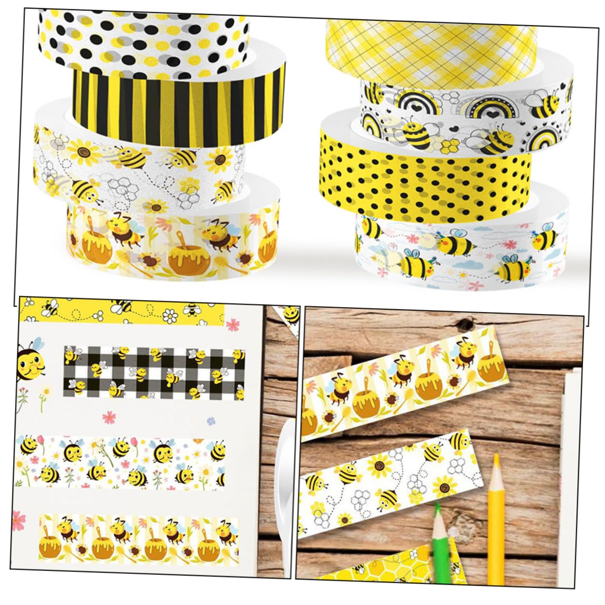 NUOBESTY 60rollen Washi Tape Mit Bienenmuster Dekoratives Klebeband Für Scrapbooking -handwerk Und Planer Vielseitige Haftende Tape Kreative Projekte