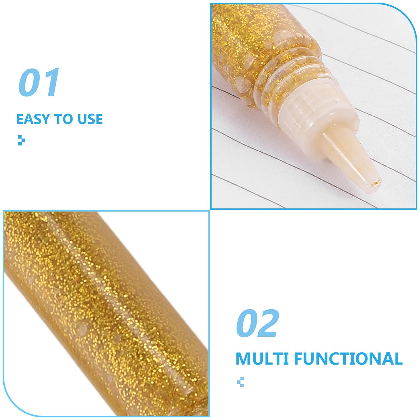 50 Stück Glitzerklebestifte Gold 10 Ml Glitzerleim für Kinder Basteln Scrapbooking Kunst