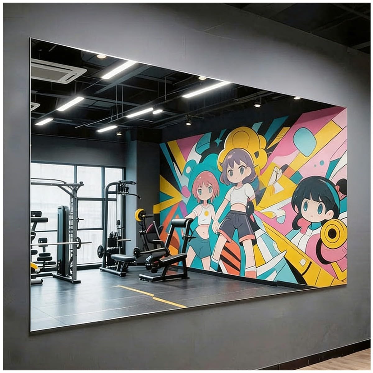 Gimnasio Espejo de Pie Cuerpo Entero de Pared Espejos Grandes Fáciles de Usar para Gimnasio Garaje Yoga Estudio de Baile y Dormitorio 150x60cm