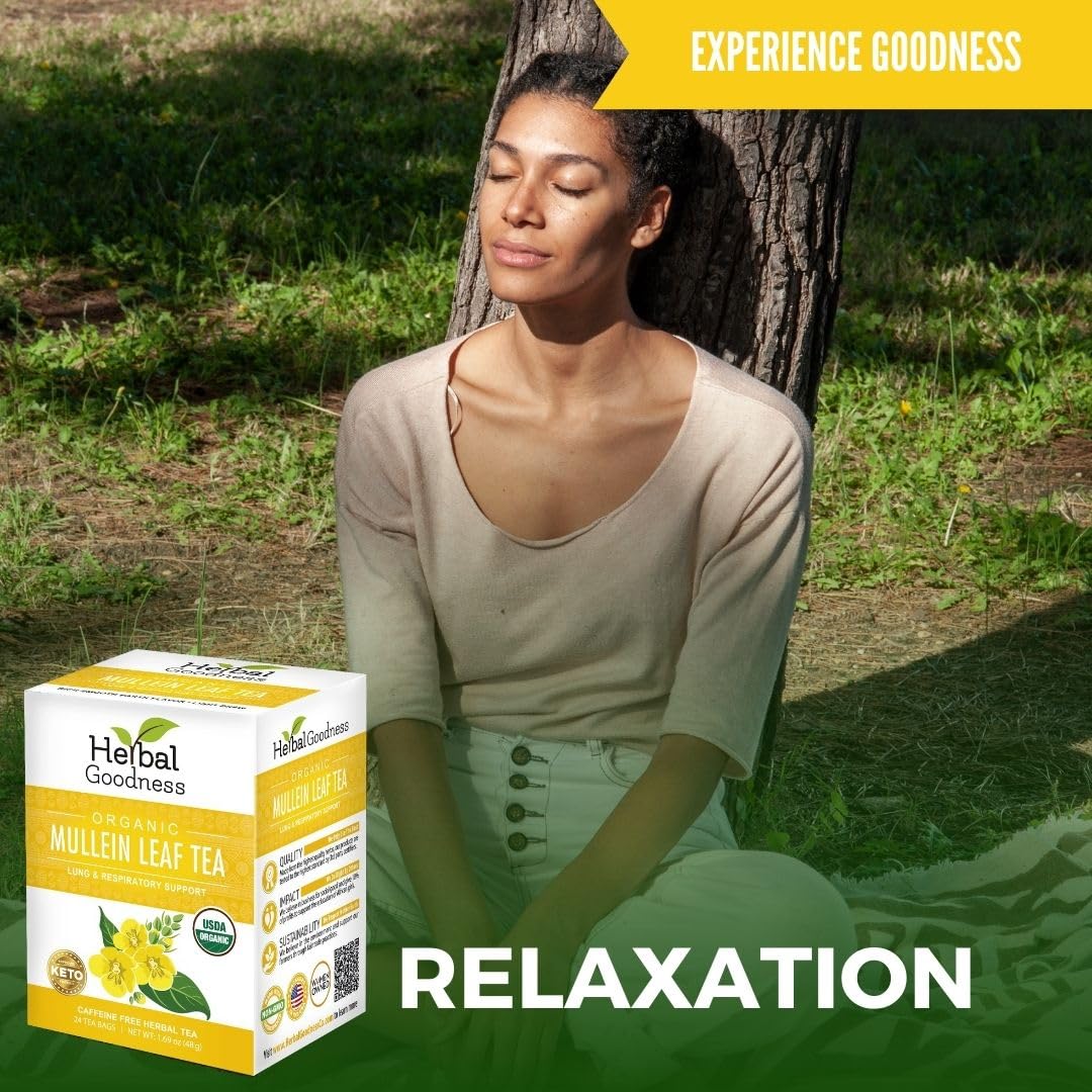 Mullein Leaf Tea - Organic Mullein Tea Bags For Lungs, Respiratory Health, Digestive System, Immune System, Supports Overall Health, 24 Mullein Tea bags, Herbal Goodness - Image 9