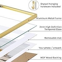 Vista 329 de Fun Memories Portarretratos de metal de 16 x 20 pulgadas con paspartú de 11 x 14 pulgadas, acabado de aluminio cepillado, parte delantera de vidrio