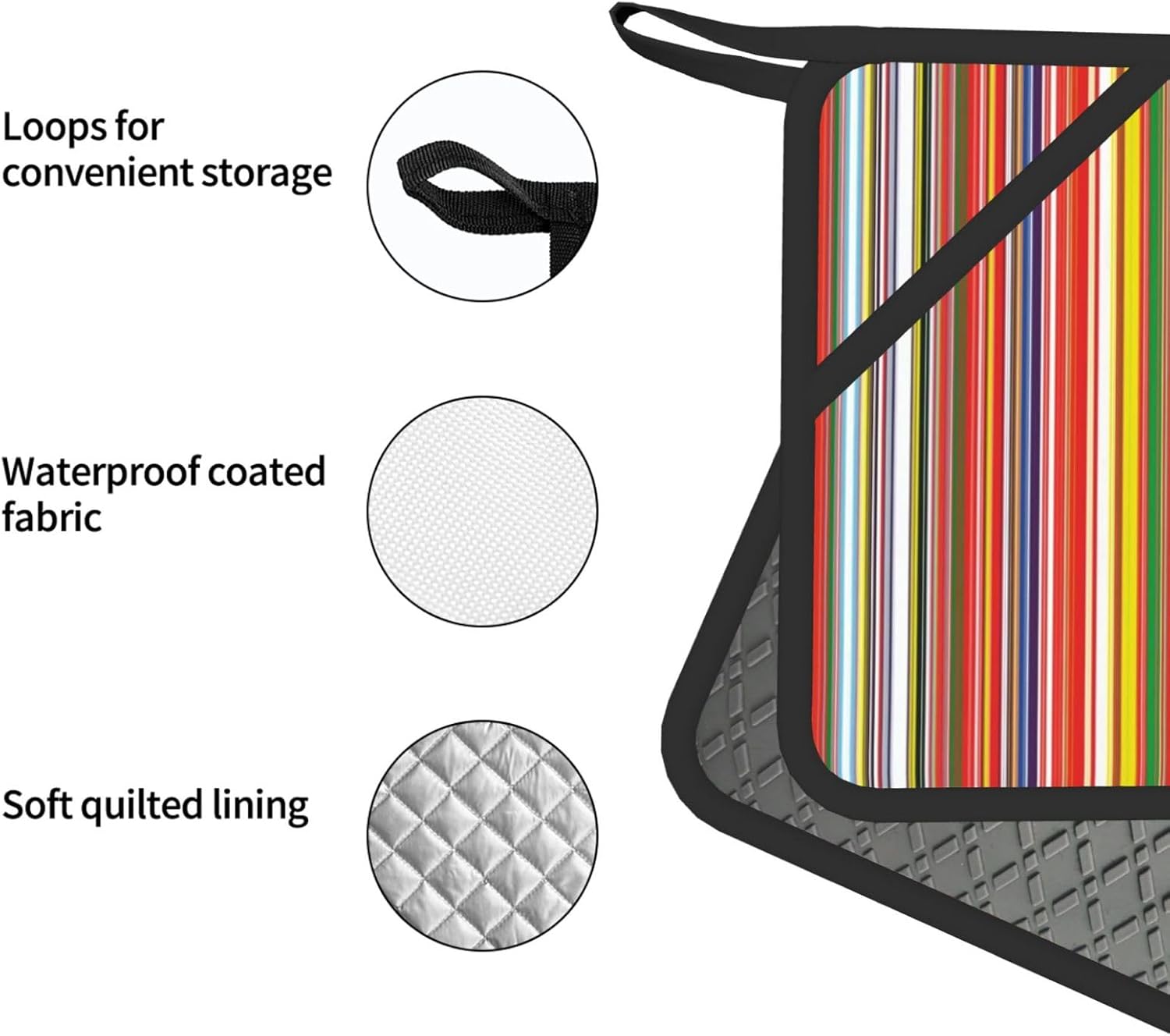 Colorful Stripes Oven Mitts and Pot Holders Set of 4 Heat Resistant Kitchen Gloves with Silicone Palm Hot Pads for Baking Cooking Grilling BBQ