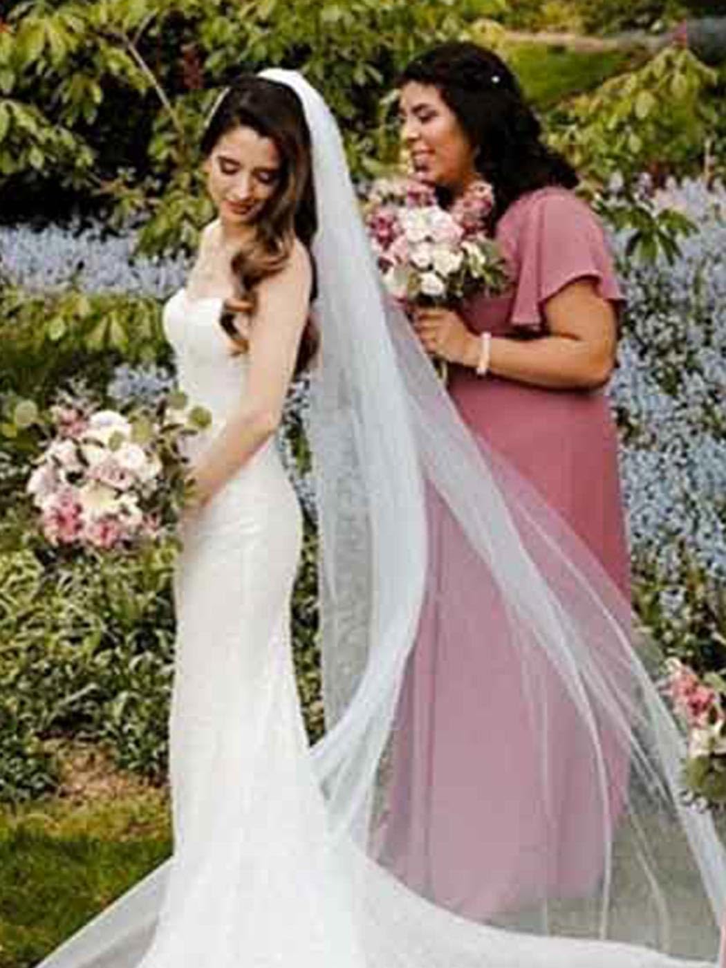 CASDRE Cathedral Length Veil 1 Tier Long Bridal Veil Bride Wedding Veils Cut Edge with Comb(118" L-59 W) - Image 6