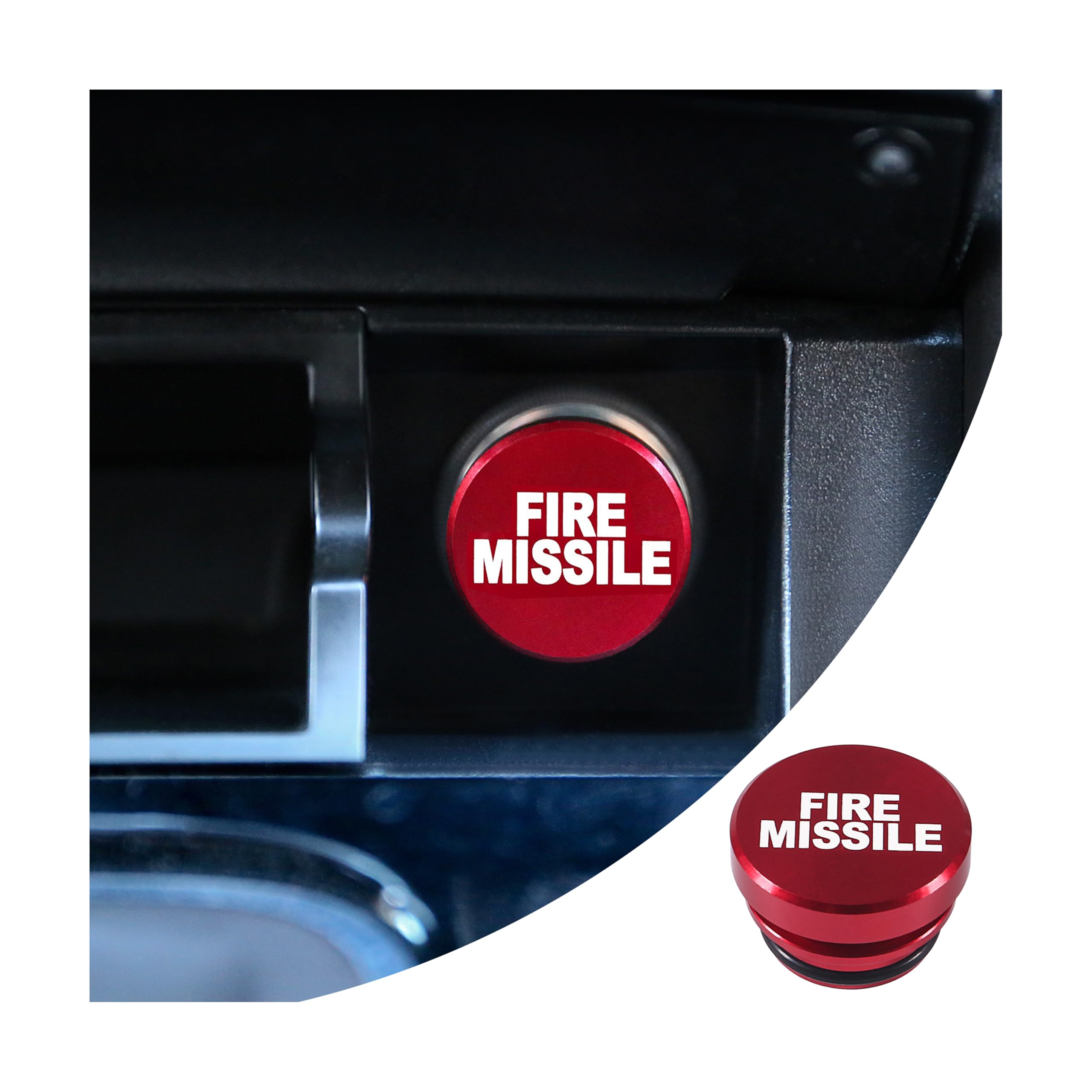 Dustproof Cigarette Lighter Plug Cover, Aluminum Button Cigarette Lighter Plug Cover, Car Interior Accessories, Fits Most Vehicles Boats with Standard 12 Volt Power Source (Red/FIRE Missile)