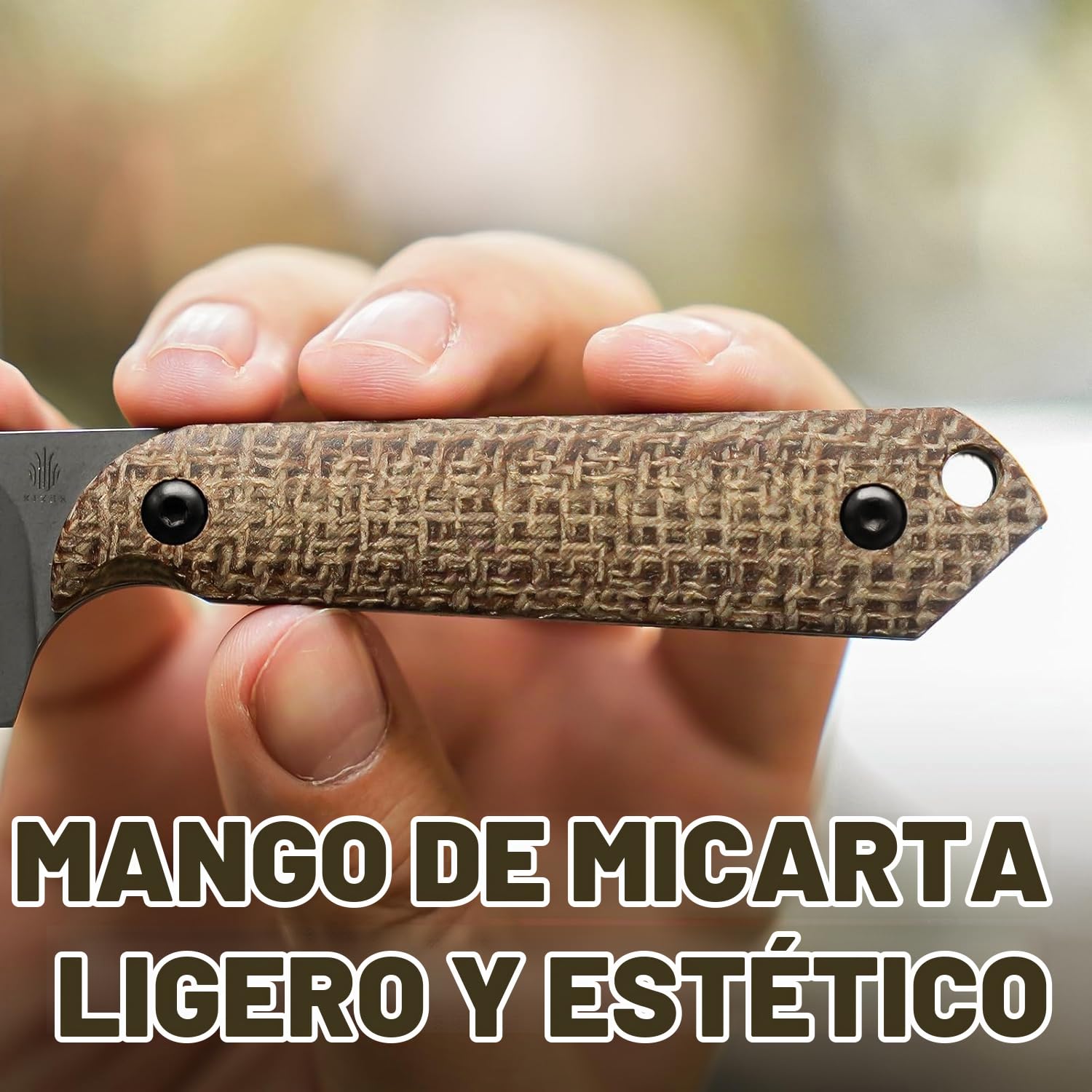 Kizer 1040SM1 Mini Harpoon Cuchillo, Hoja 3V 8.5 cm, Micarta - EDC Profesional Supervivencia Camping con Funda