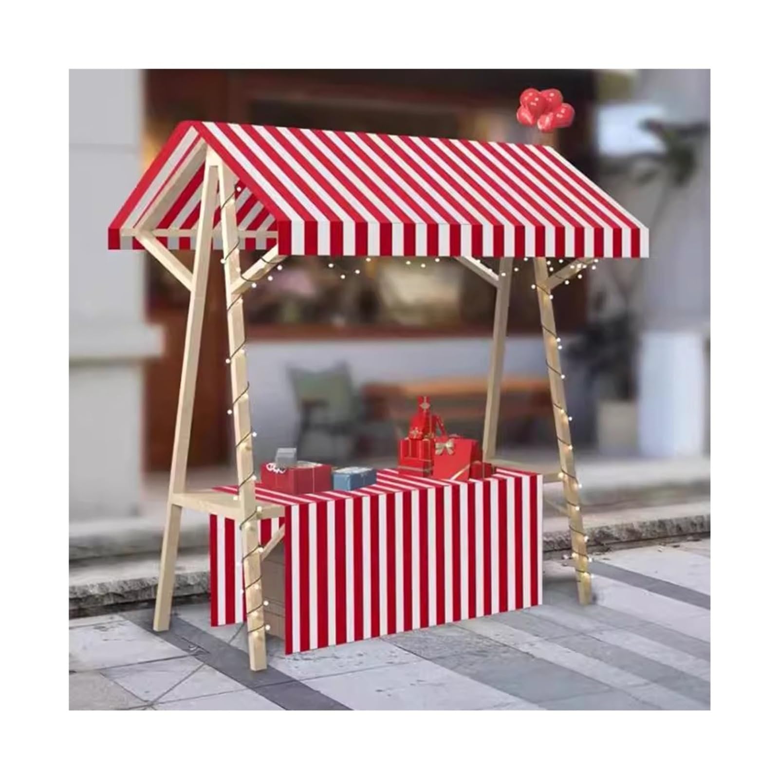 Mobile Wooden Food Cart with Awning 47.2" Display Stand for Ice Cream Sweets Beverages & Desserts Rolling Kiosk - Yellow Color
