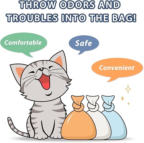 Miniatura 7 de Deefre Bolsas de eliminación de desechos de gatos con sellado de olores, 200 unidades, bolsas de arena para gatos sin perfume, bolsas de eliminación