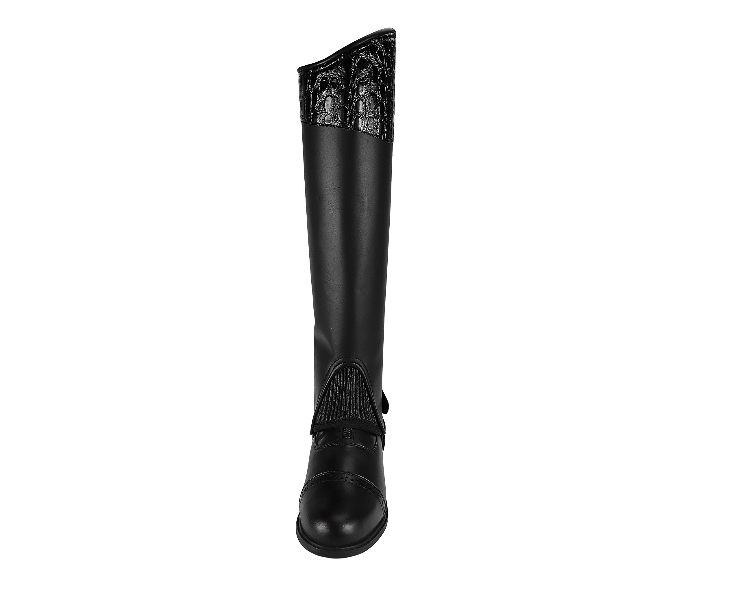 Grewal Equestrian Leather Black Half Chaps (Extra Large)