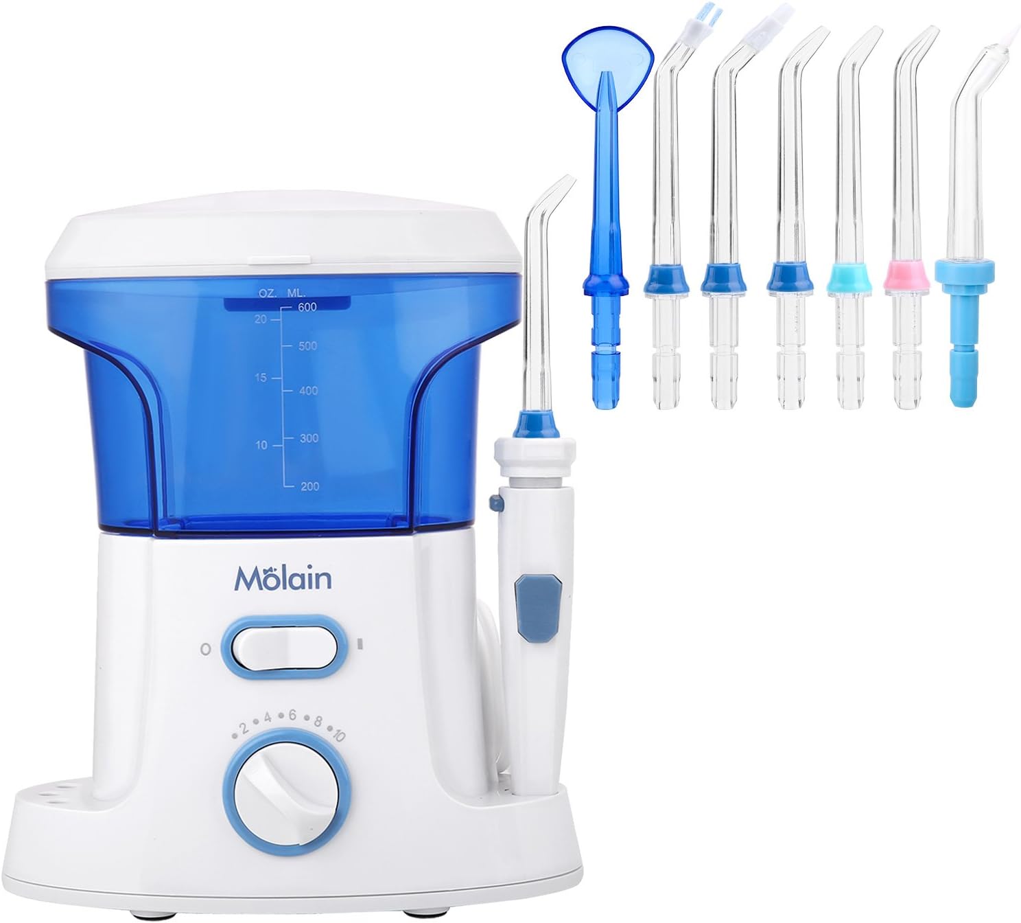 QQCute Water Dental Flosser with 7 Multifunctional Tips 600ml Countertop teeth cordless Oral Irrigator For Home Use