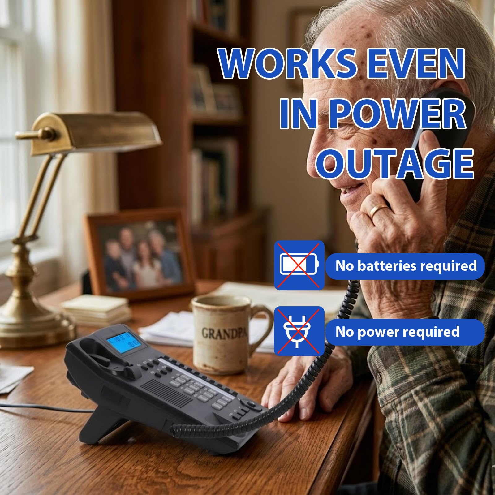 Teléfonos fijos para el hogar y la oficina, teléfono con cable con pantalla de identificación de llamadas retroiluminada, altavoz, marcación rápida y función de silencio, timbre ajustable, altavoz