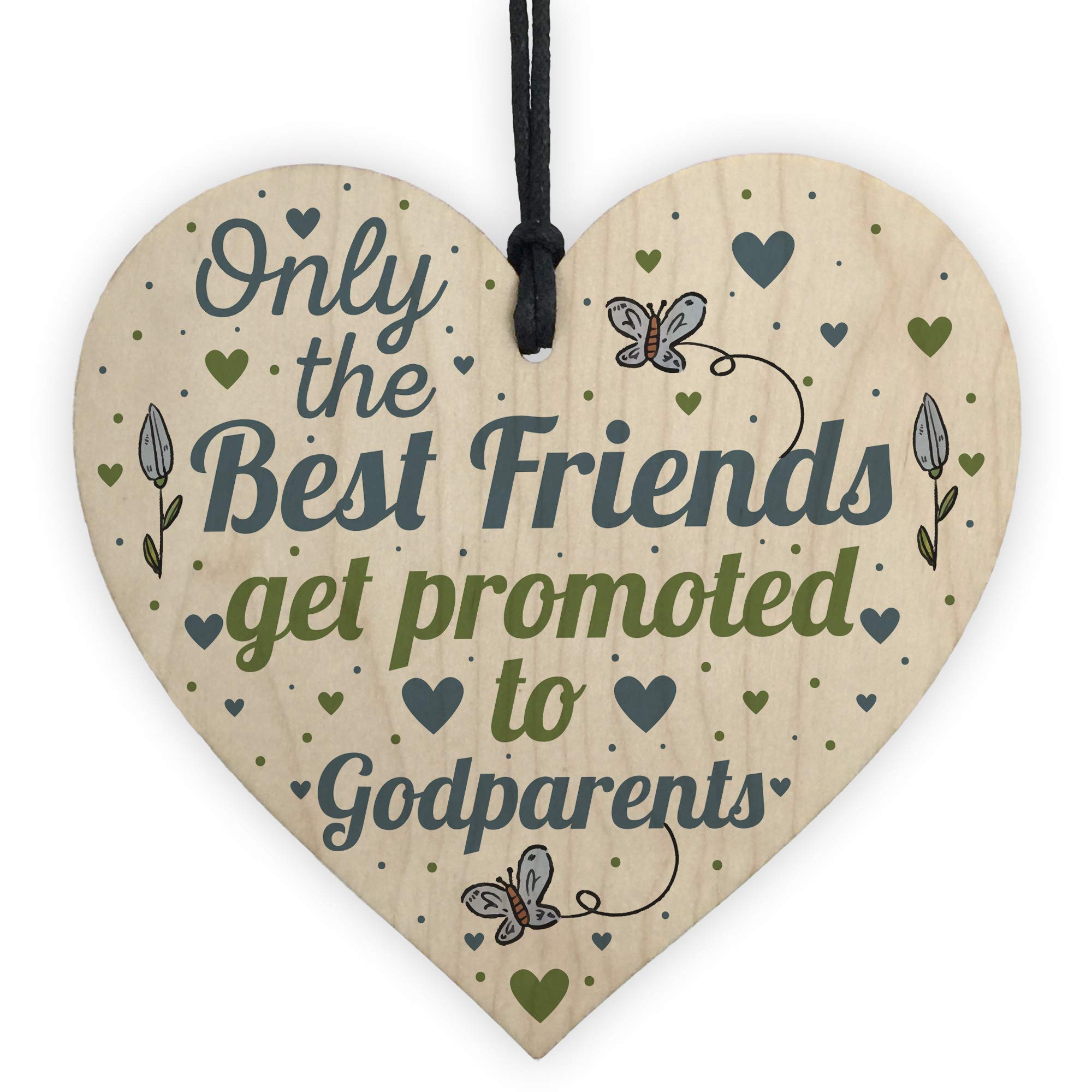 Red Ocean Best Friend Gift Godparents Gift For Christening Wooden Heart Friend Keepsake Godmother Godfather Plaque