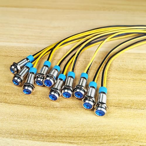 Miniatura 89 de 10pcs 0.236 in impermeable con cable LED indicador luz AC/DC 12-24V (azul)