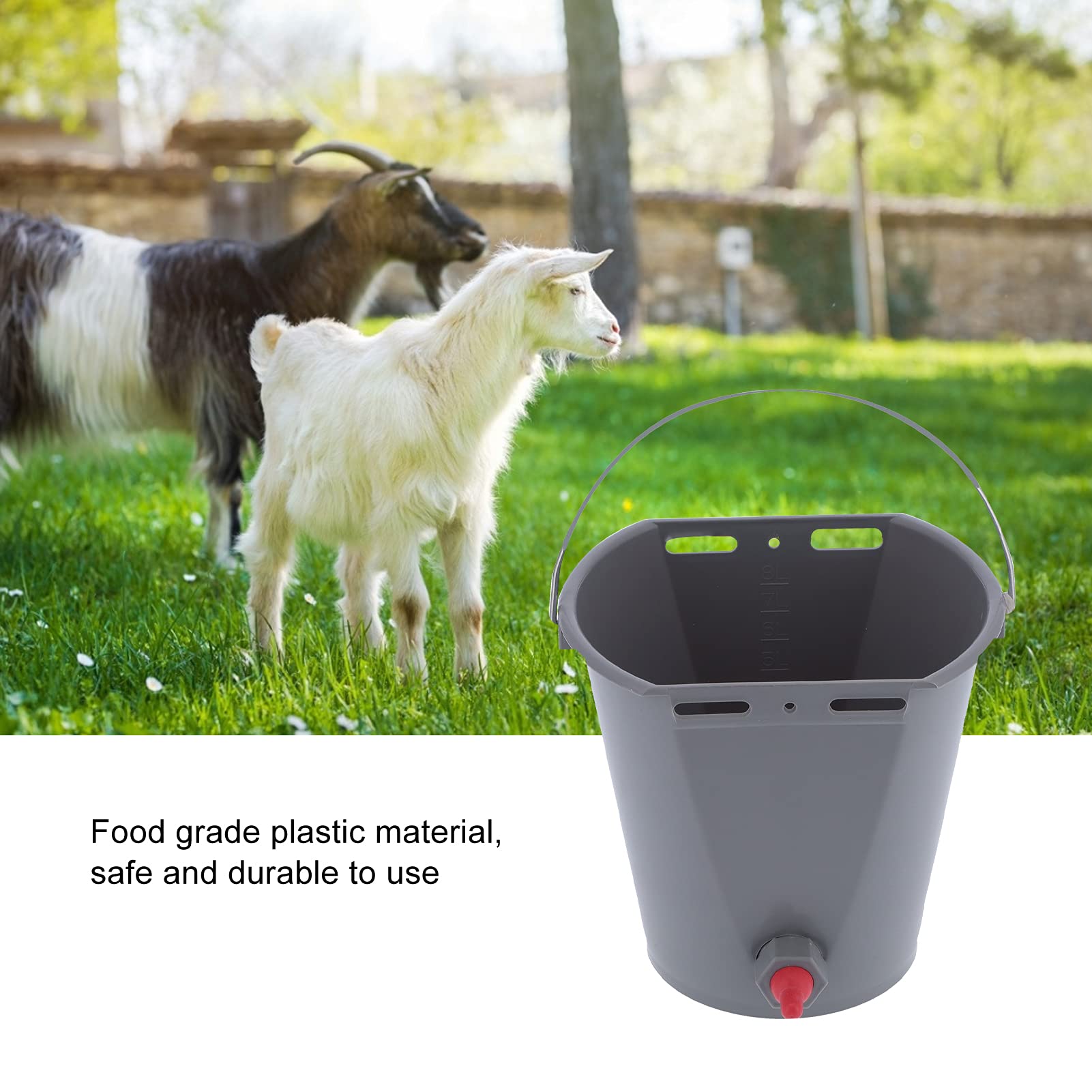 Secchio di Alimentazione in Plastica da 8 Litri con Valvole di Ritegno Attrezzatura per l'Alimentazione per Uso ZootecnicoPer Vitelli Accessorio Multifunzionale per Uso