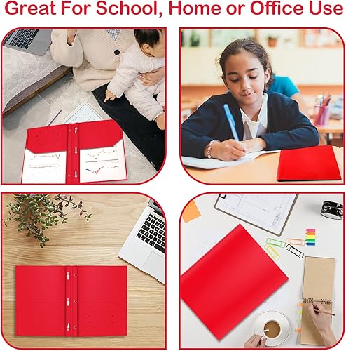 Miniatura 6 de Carpetas de plástico resistente, paquete de 12 archivadores de polietileno de tamaño carta, carpetas de plástico con cierres de 3 puntas (rojo)