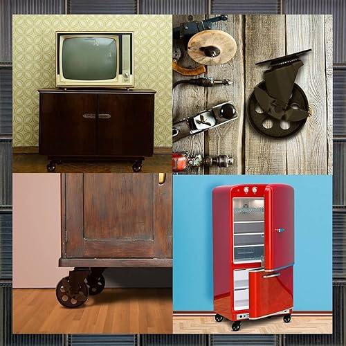 Miniatura 5 de FactorDuty - 4 ruedas giratorias de metal negro con placa giratoria con bloqueo de freno, resistente, de acero de alto calibre (4" con freno)