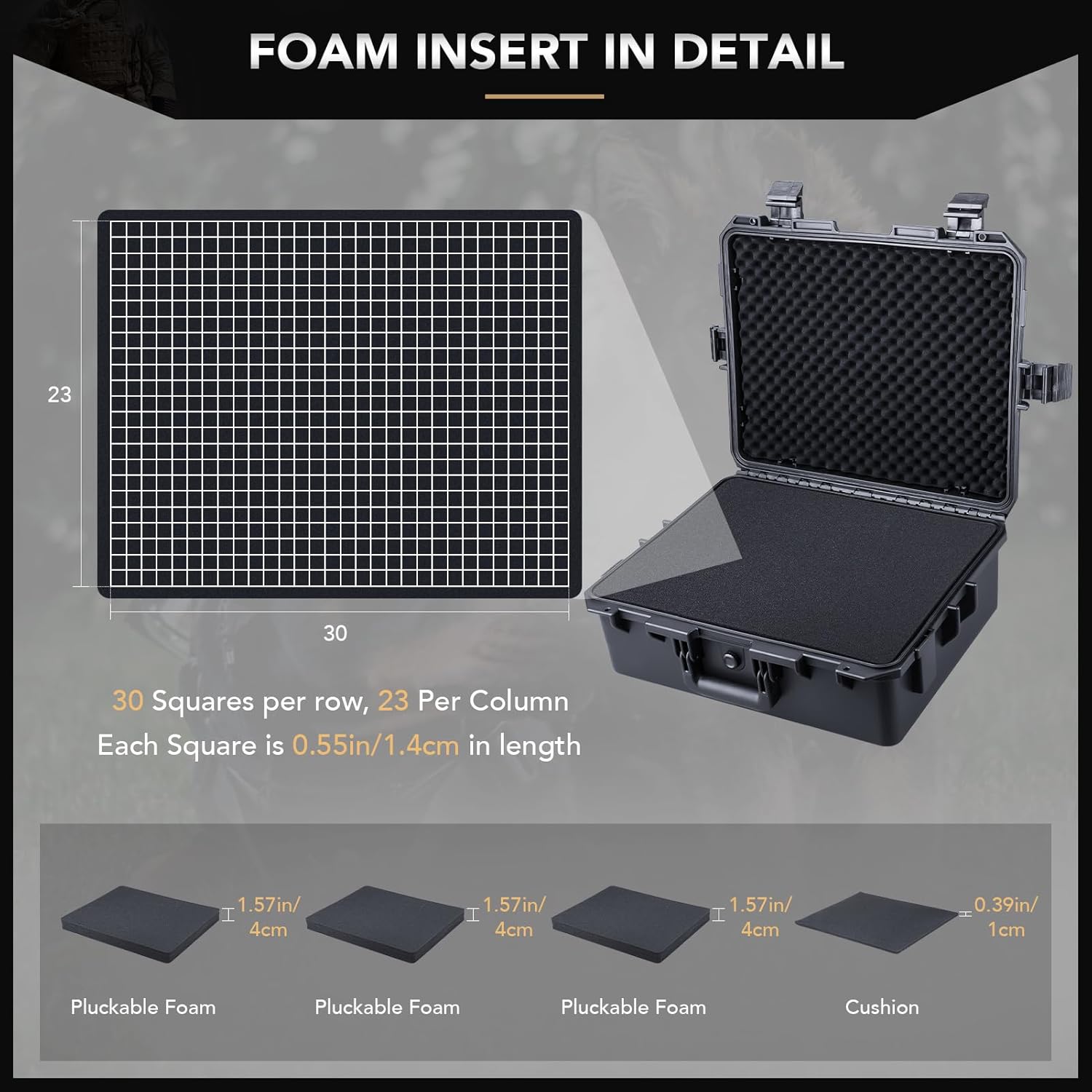Detailed view of Lykus HC-4620 foam insert grid