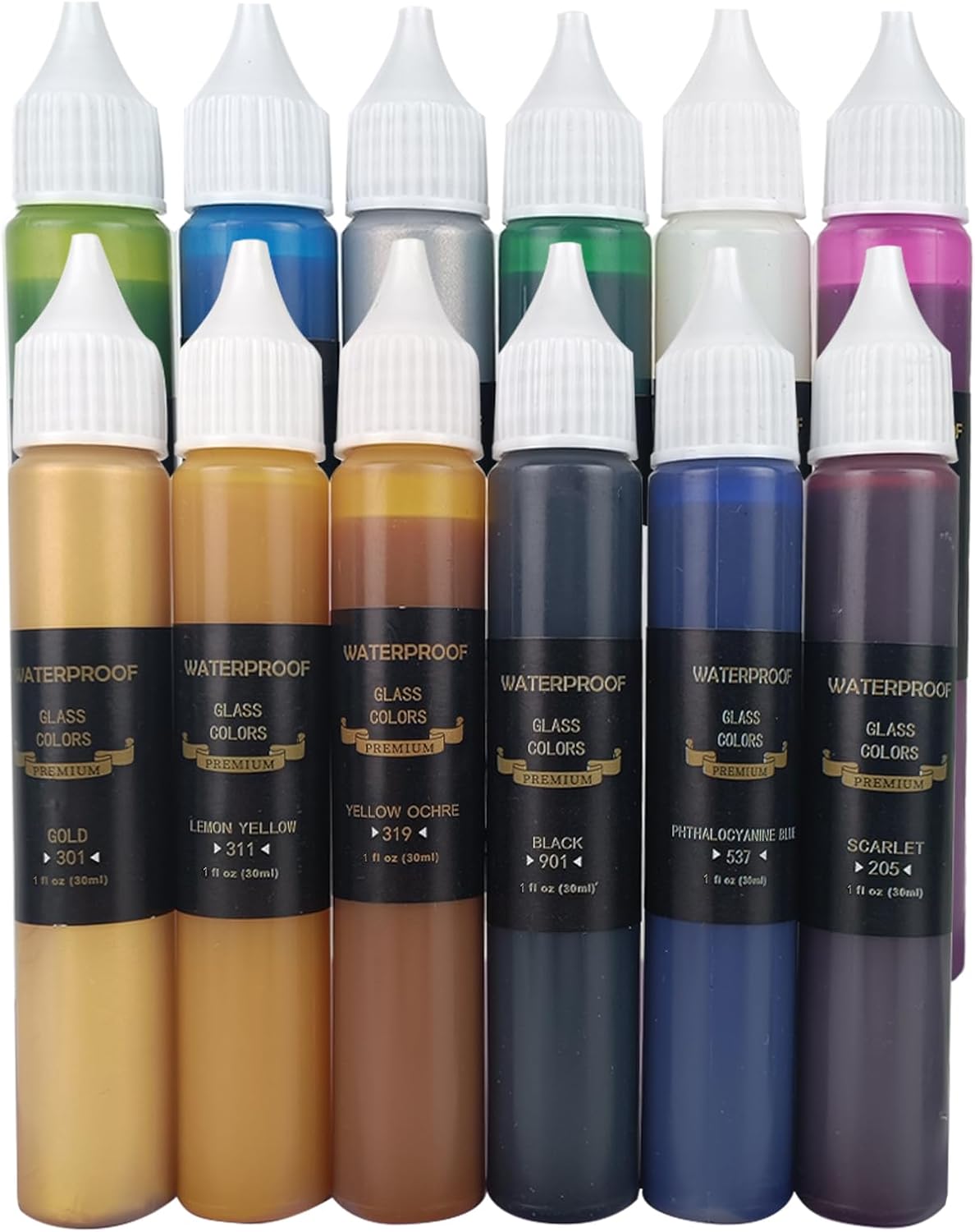 Colorful Glass Paint Kit for Glass Painting with 12 Colors 1oz Transparent Glass