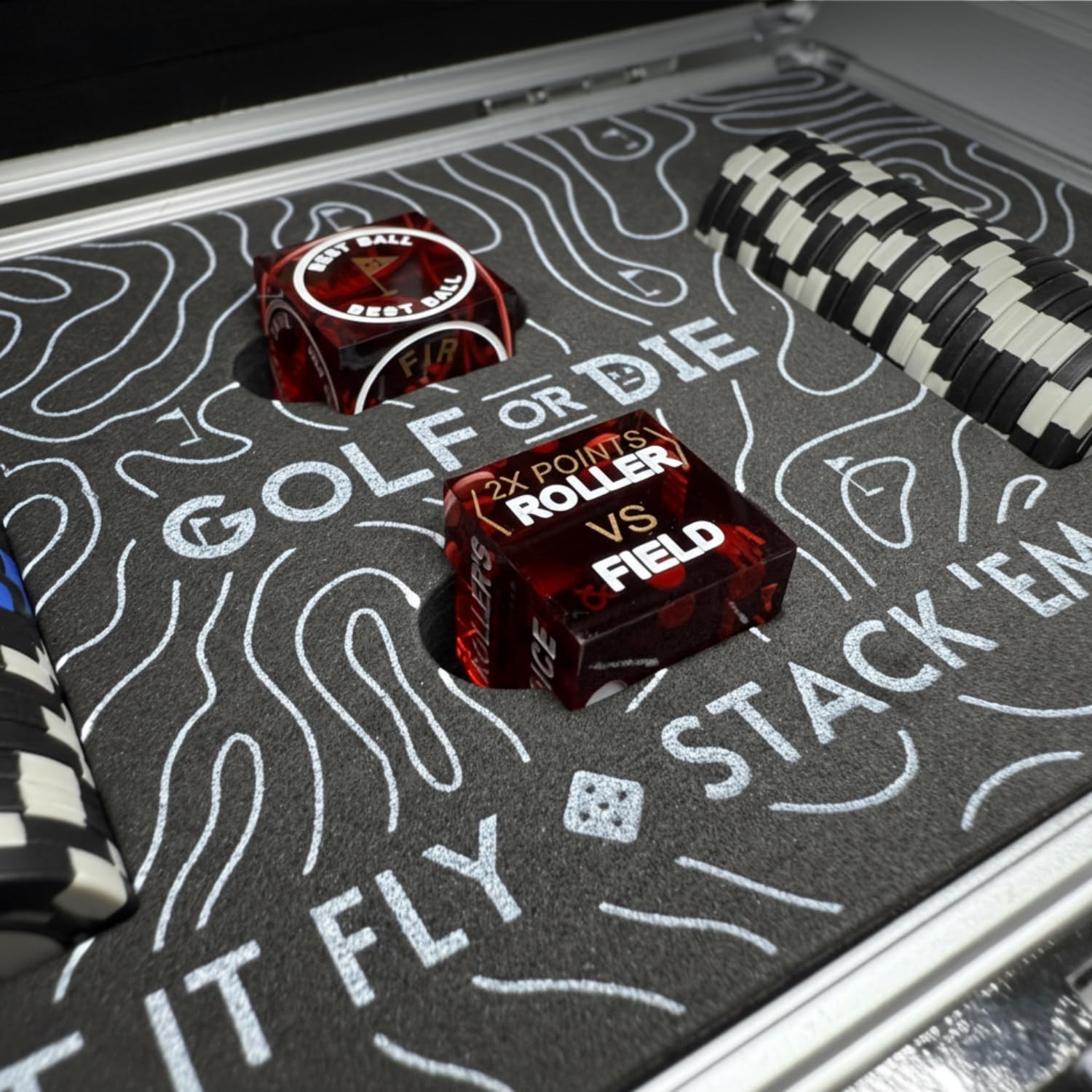 Game Set – Golf Gambling Game with Dice & Poker Chips – Fun Gift for Golfers, Golf Accessory & Outdoor Game, Golf Training Aid, Pefect for Golf Trips & Bachelor Parties